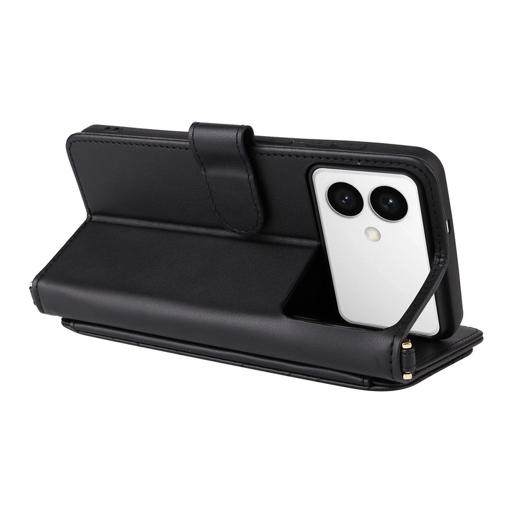 For-Samsung-Galaxy-S26-Edge-Case-with-Shoulder-/-Wrist-Strap-Leather-Phone-Cover-Stand-Wallet-Black