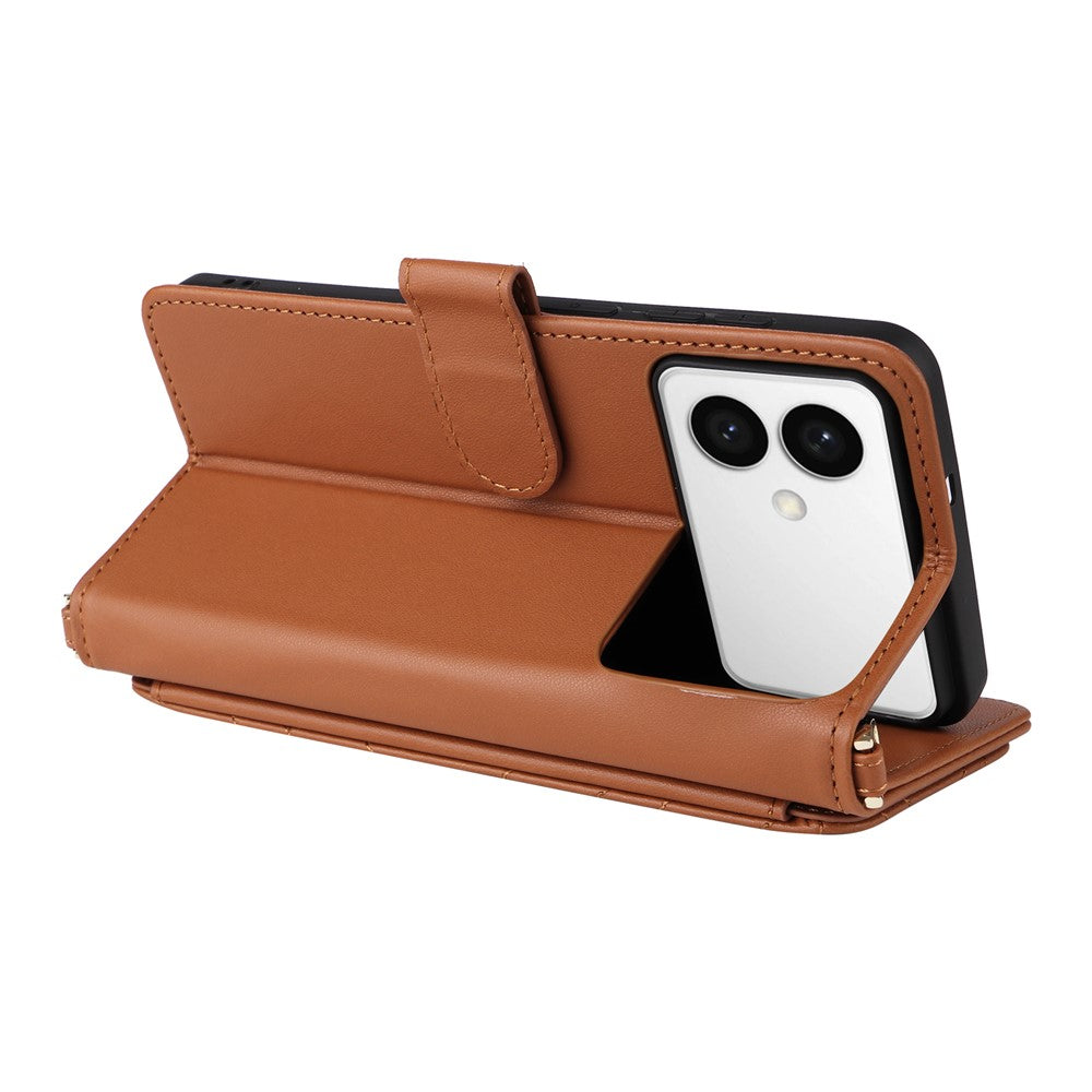 For-Samsung-Galaxy-S26-Edge-Case-with-Shoulder-/-Wrist-Strap-Leather-Phone-Cover-Stand-Wallet-Brown