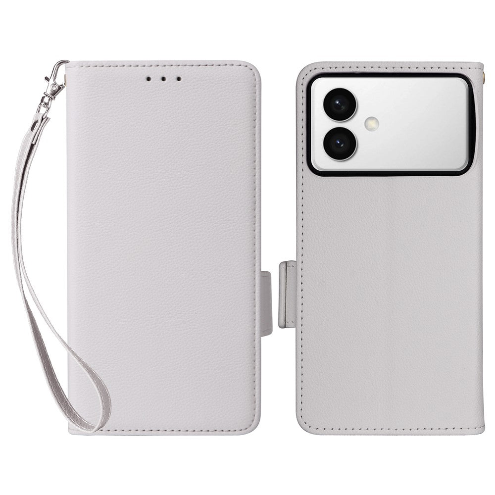 For-Samsung-Galaxy-S26-Edge-Case-Litchi-Texture-Wallet-Leather-Phone-Cover-with-Wrist-Strap-White