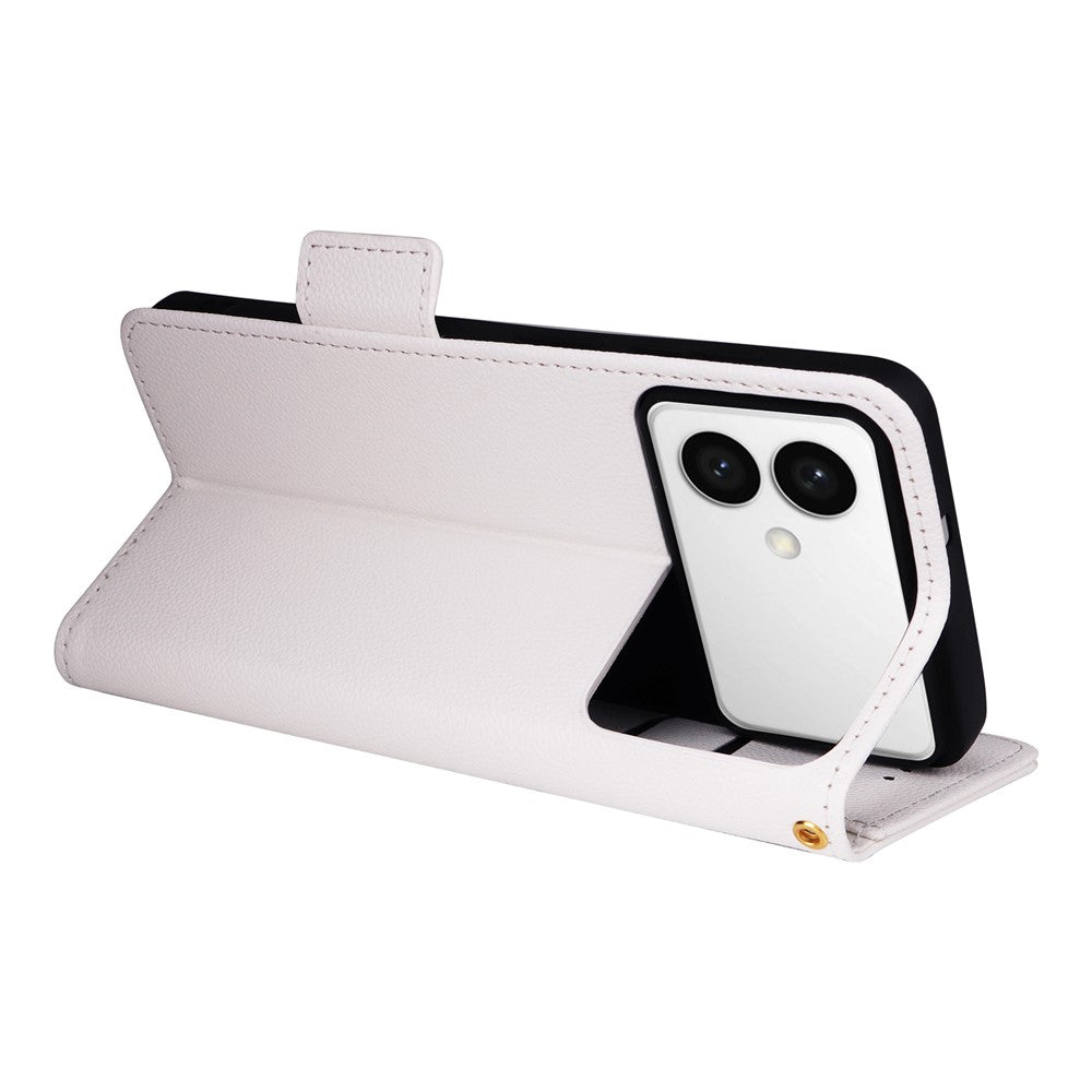 For-Samsung-Galaxy-S26-Edge-Case-Litchi-Texture-Wallet-Leather-Phone-Cover-with-Wrist-Strap-White