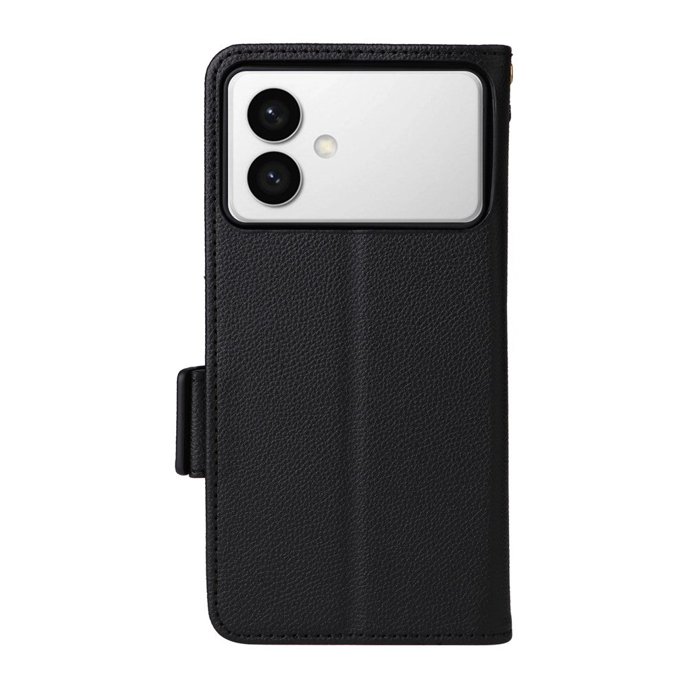 For-Samsung-Galaxy-S26-Edge-Case-Litchi-Texture-Wallet-Leather-Phone-Cover-with-Wrist-Strap-Black