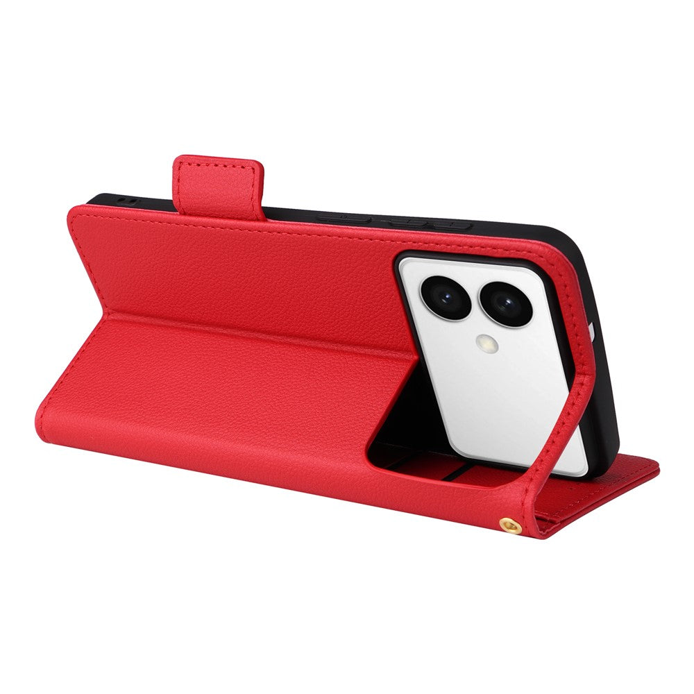 For-Samsung-Galaxy-S26-Edge-Case-Litchi-Texture-Wallet-Leather-Phone-Cover-with-Wrist-Strap-Red