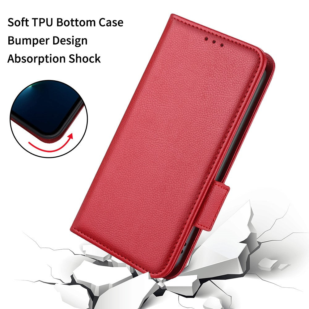 For-Samsung-Galaxy-S26-Edge-Case-Litchi-Texture-Wallet-Leather-Phone-Cover-with-Wrist-Strap-Red