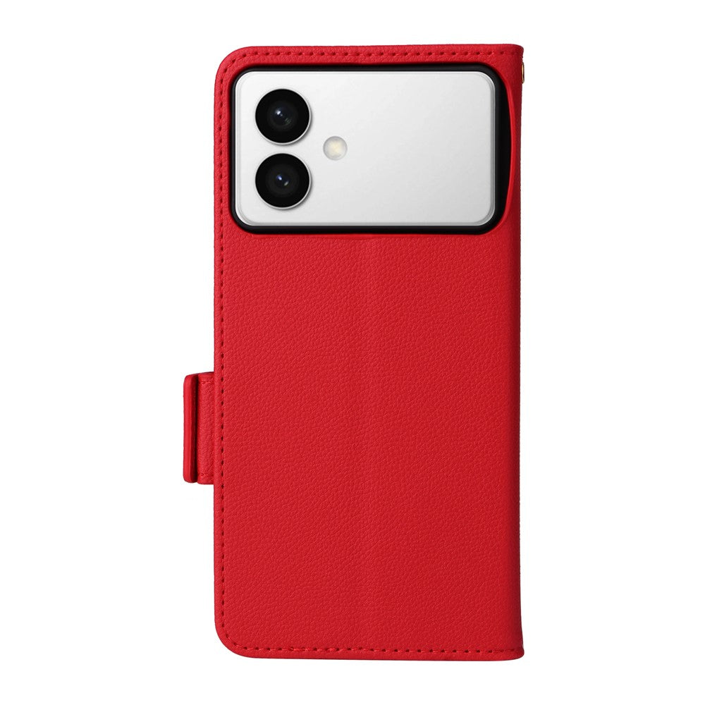 For-Samsung-Galaxy-S26-Edge-Case-Litchi-Texture-Wallet-Leather-Phone-Cover-with-Wrist-Strap-Red