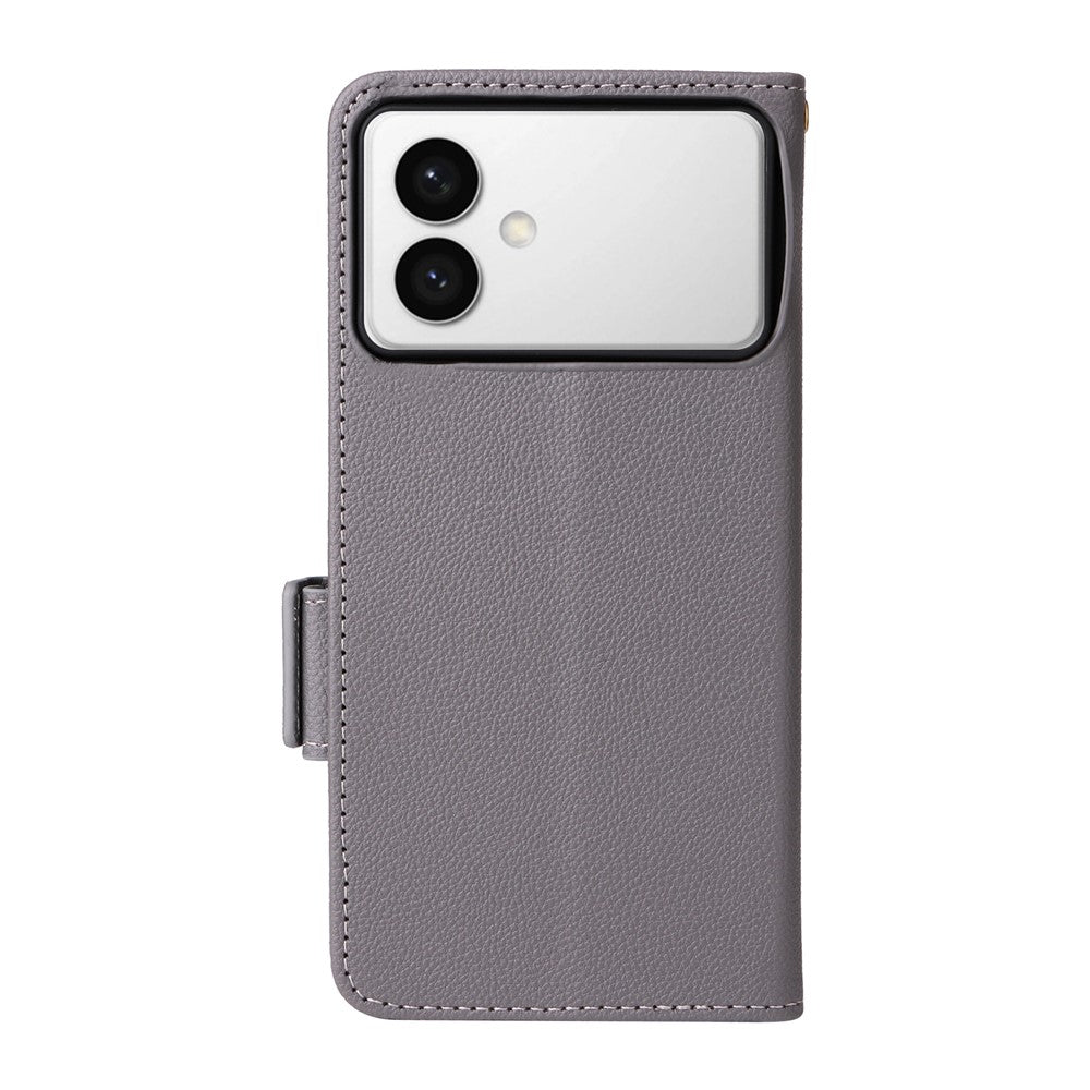 For-Samsung-Galaxy-S26-Edge-Case-Litchi-Texture-Wallet-Leather-Phone-Cover-with-Wrist-Strap-Grey