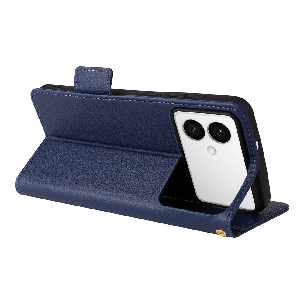 For-Samsung-Galaxy-S26-Edge-Case-Litchi-Texture-Wallet-Leather-Phone-Cover-with-Wrist-Strap-Dark-Blue