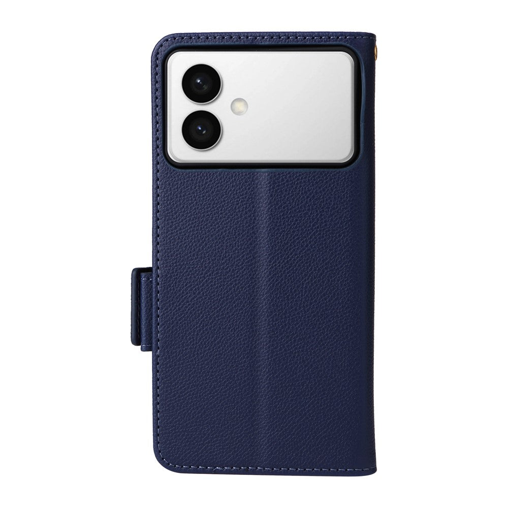 For-Samsung-Galaxy-S26-Edge-Case-Litchi-Texture-Wallet-Leather-Phone-Cover-with-Wrist-Strap-Dark-Blue