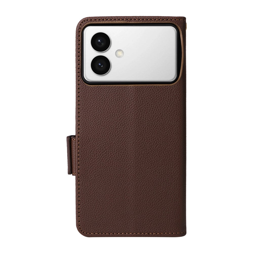 For-Samsung-Galaxy-S26-Edge-Case-Litchi-Texture-Wallet-Leather-Phone-Cover-with-Wrist-Strap-Brown