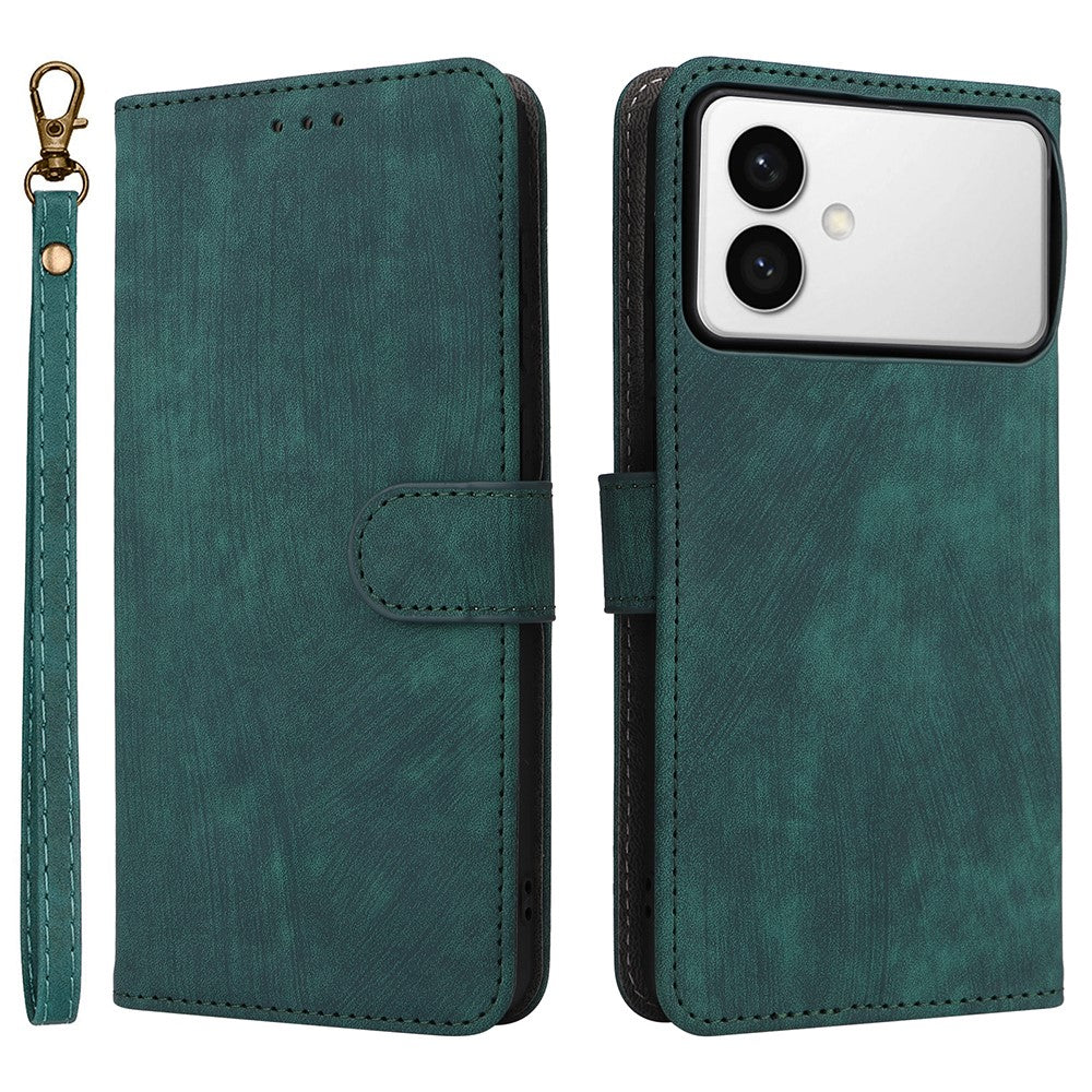 For-Samsung-Galaxy-S26-Edge-Case-Wallet-RFID-Blocking-PU-Leather-Phone-Cover-Stand-with-Strap-Green