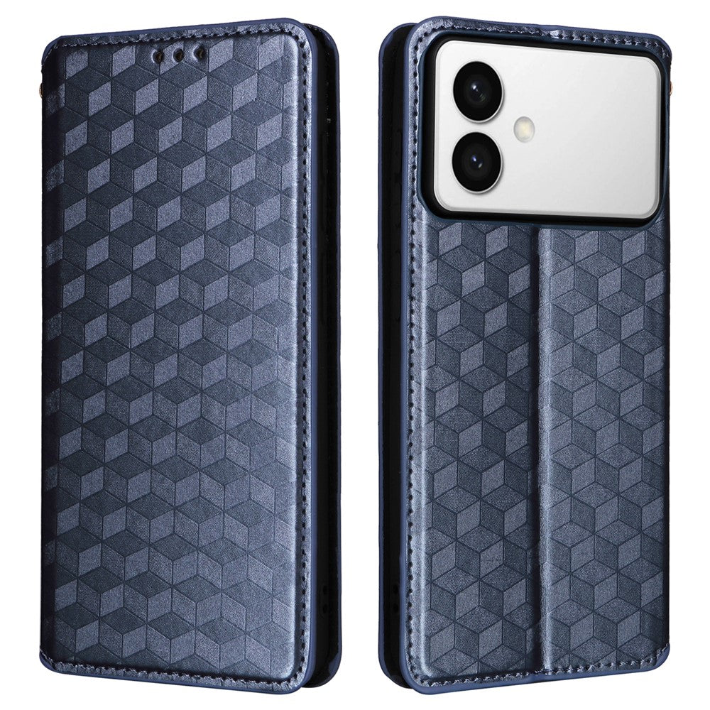 For-Samsung-Galaxy-S26-Edge-Case-Wallet-Rhombus-Imprinted-Leather-Phone-Cover-Blue