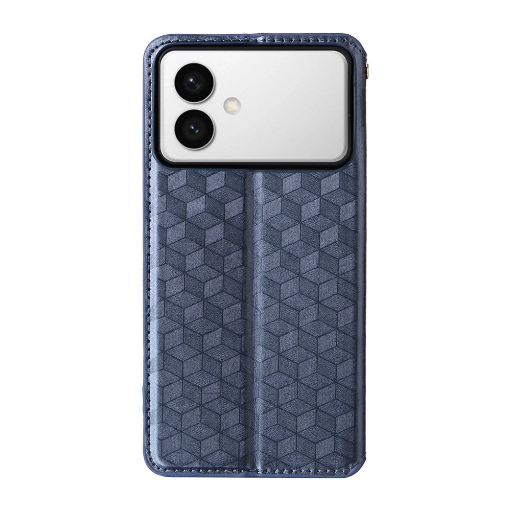 For-Samsung-Galaxy-S26-Edge-Case-Wallet-Rhombus-Imprinted-Leather-Phone-Cover-Blue