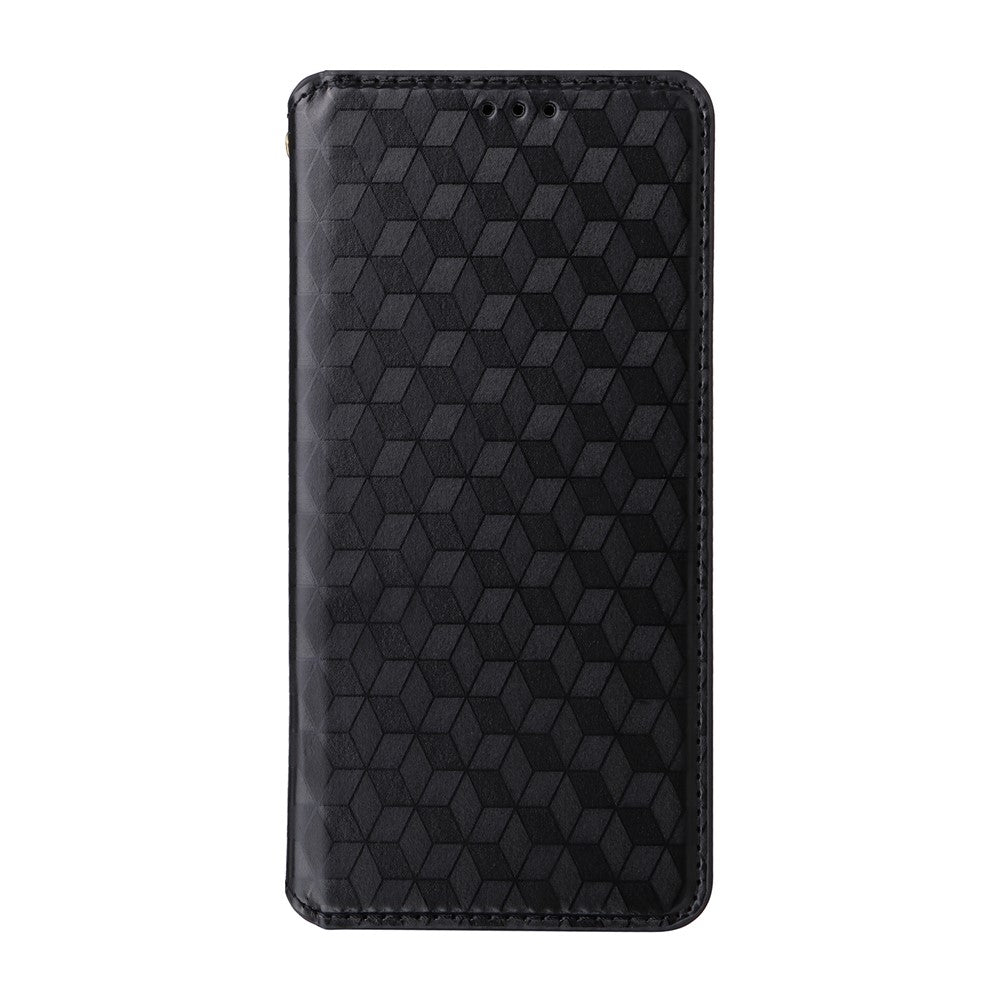 For-Samsung-Galaxy-S26-Edge-Case-Wallet-Rhombus-Imprinted-Leather-Phone-Cover-Black