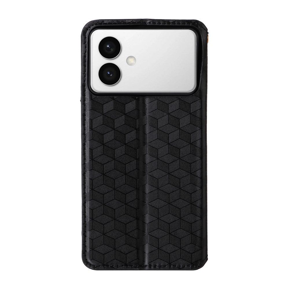 For-Samsung-Galaxy-S26-Edge-Case-Wallet-Rhombus-Imprinted-Leather-Phone-Cover-Black