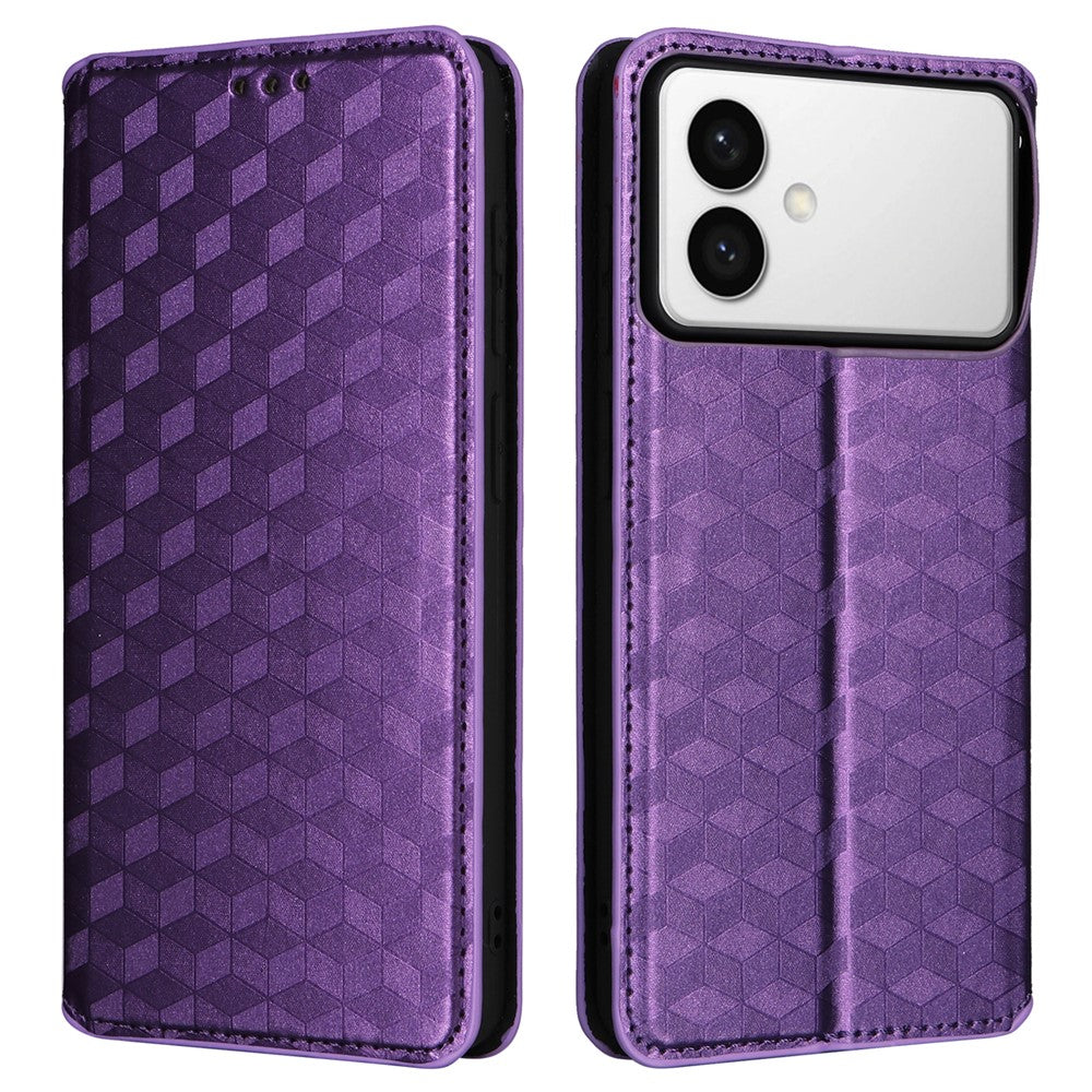 For-Samsung-Galaxy-S26-Edge-Case-Wallet-Rhombus-Imprinted-Leather-Phone-Cover-Purple