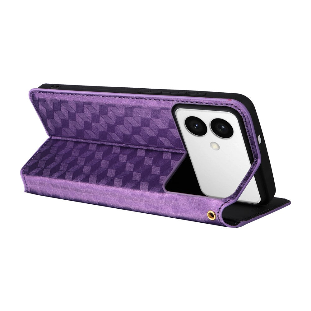 For-Samsung-Galaxy-S26-Edge-Case-Wallet-Rhombus-Imprinted-Leather-Phone-Cover-Purple