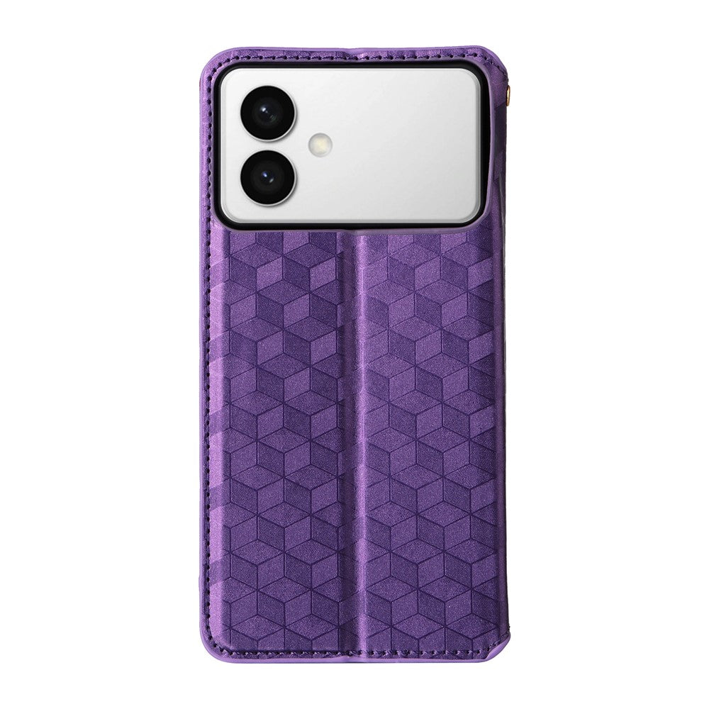 For-Samsung-Galaxy-S26-Edge-Case-Wallet-Rhombus-Imprinted-Leather-Phone-Cover-Purple