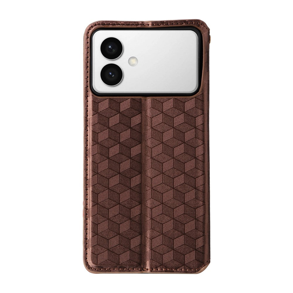 For-Samsung-Galaxy-S26-Edge-Case-Wallet-Rhombus-Imprinted-Leather-Phone-Cover-Brown