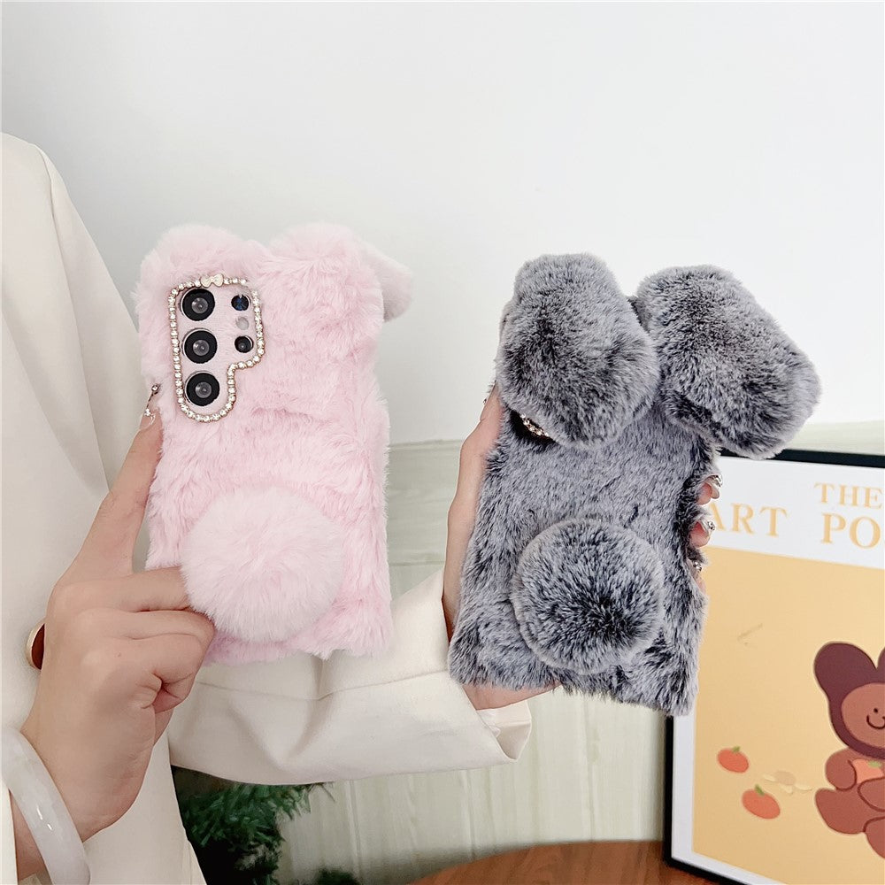 For-Samsung-Galaxy-S26-Ultra-Case-Plush-Cute-Bunny-Winter-Fluffy-TPU-Phone-Cover-White