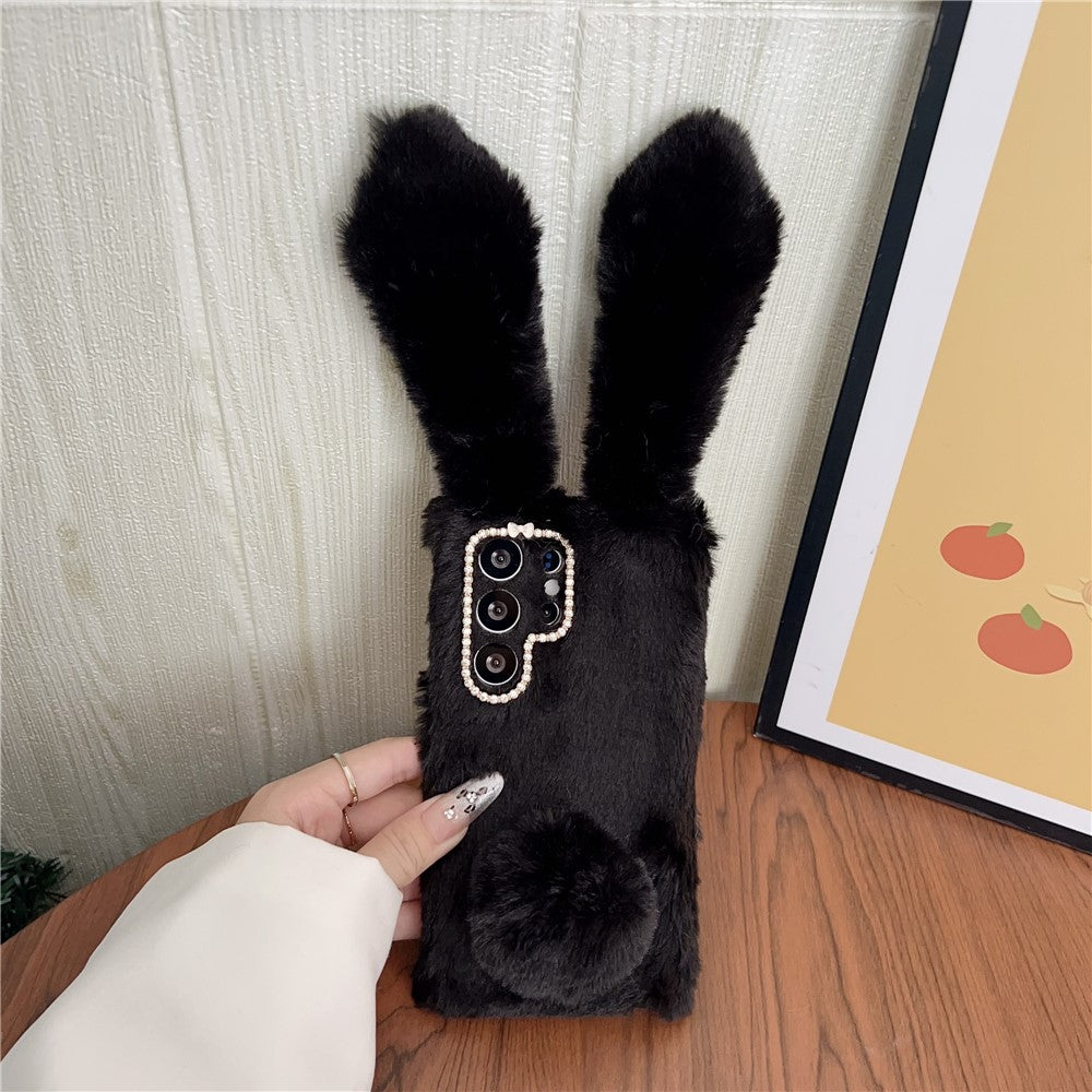 For-Samsung-Galaxy-S26-Ultra-Case-Plush-Cute-Bunny-Winter-Fluffy-TPU-Phone-Cover-Black