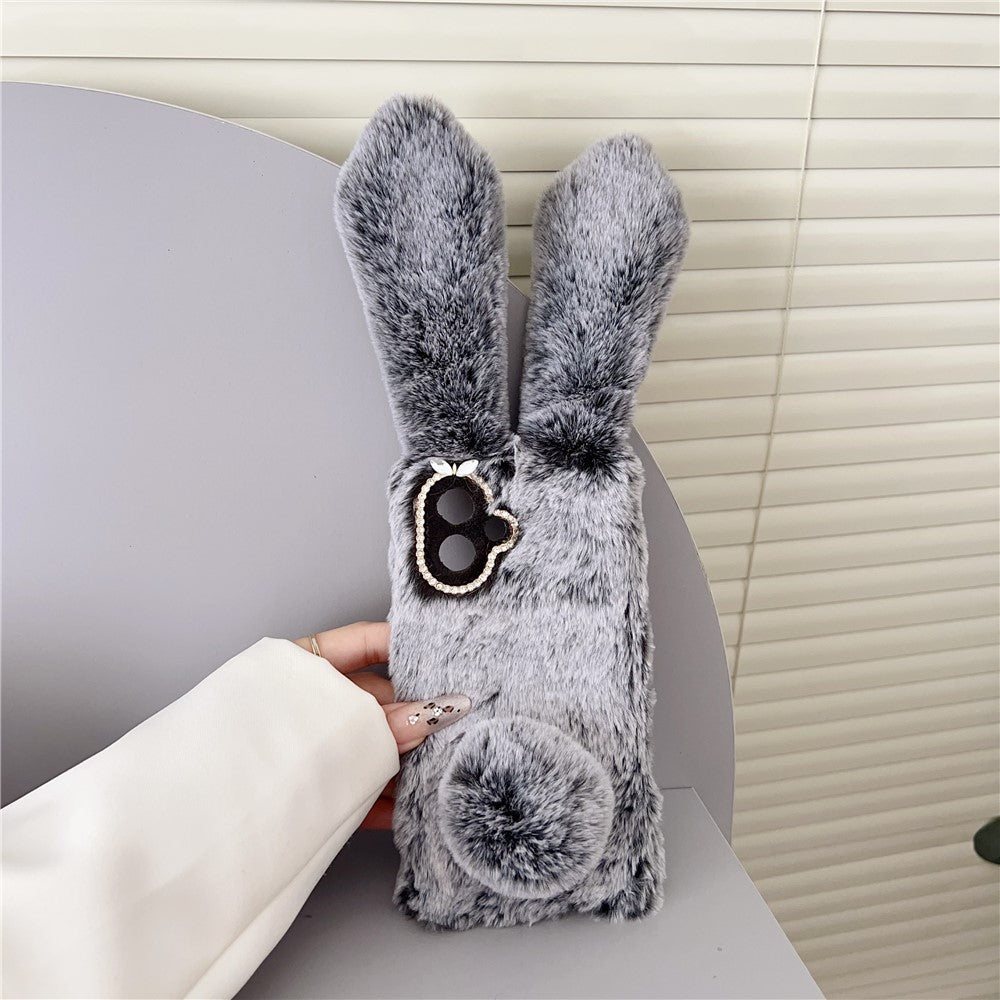 For-Samsung-Galaxy-S26-Edge-Case-Plush-Cute-Bunny-Winter-Fluffy-TPU-Phone-Cover-Dark-Grey