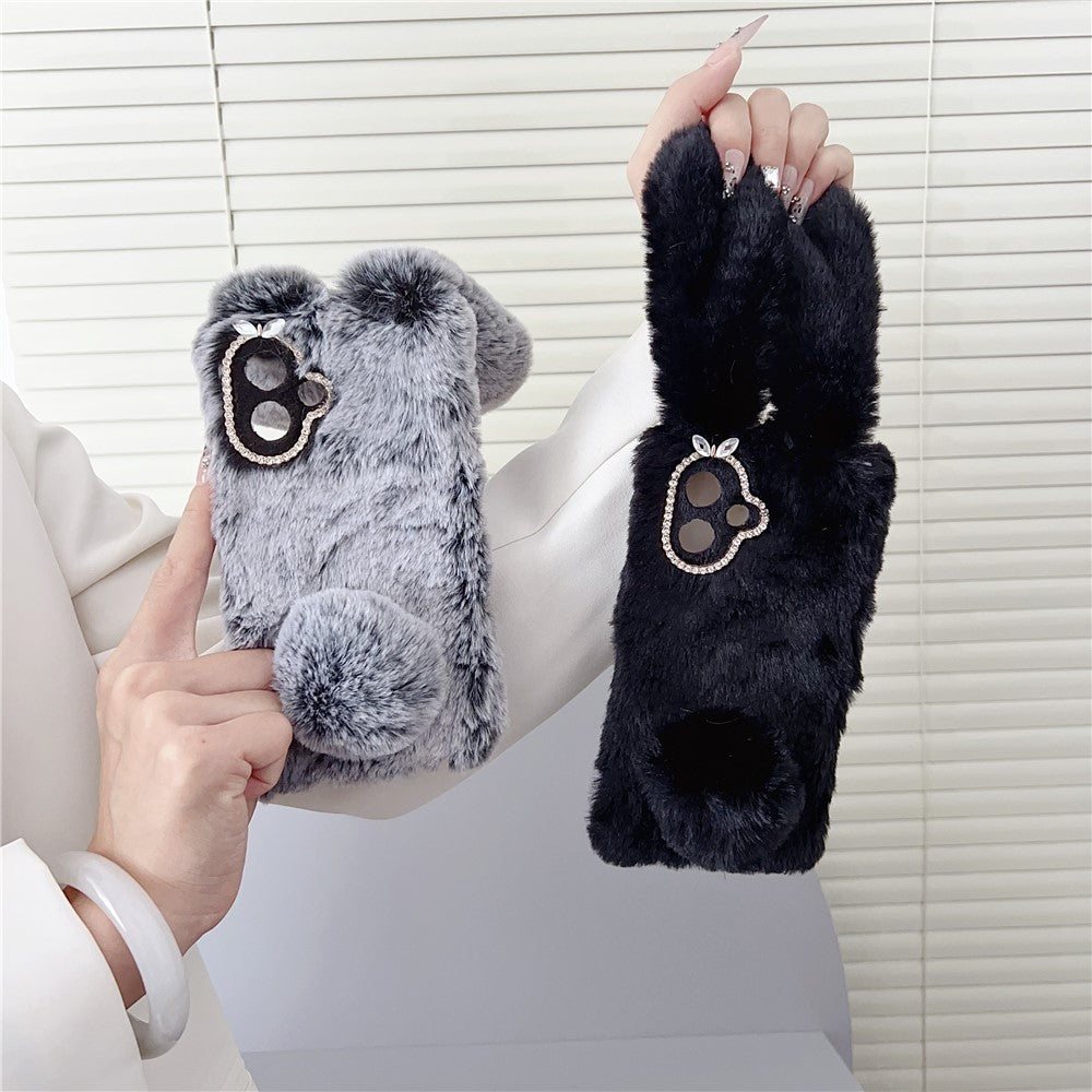 For-Samsung-Galaxy-S26-Edge-Case-Plush-Cute-Bunny-Winter-Fluffy-TPU-Phone-Cover-Dark-Grey
