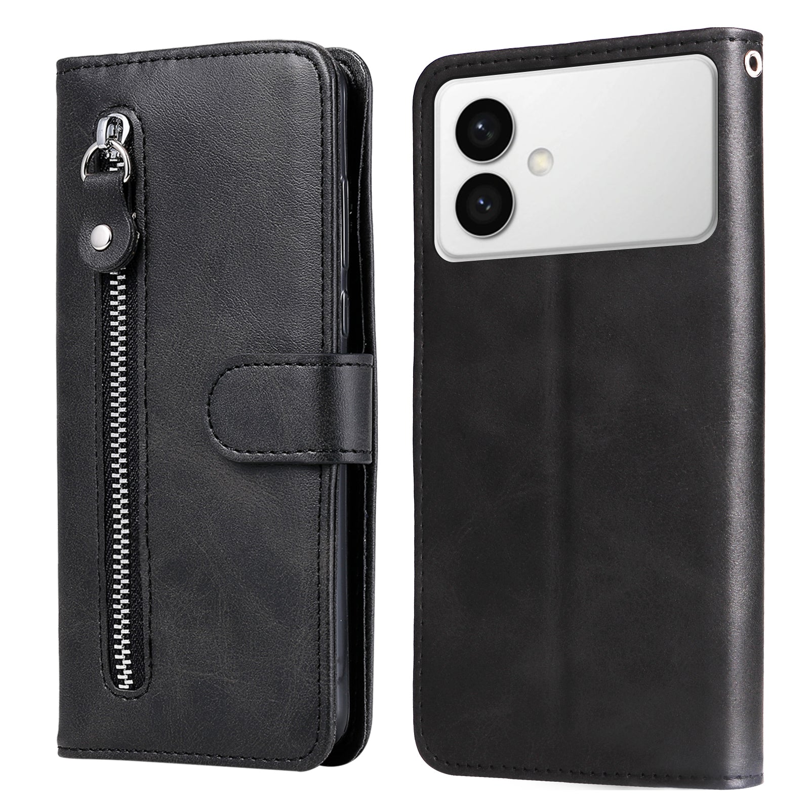 For-Samsung-Galaxy-S26-Edge-PU-Leather-Cases-with-Zipper-Pocket-Wallet-Phone-Cover-Stand-Black