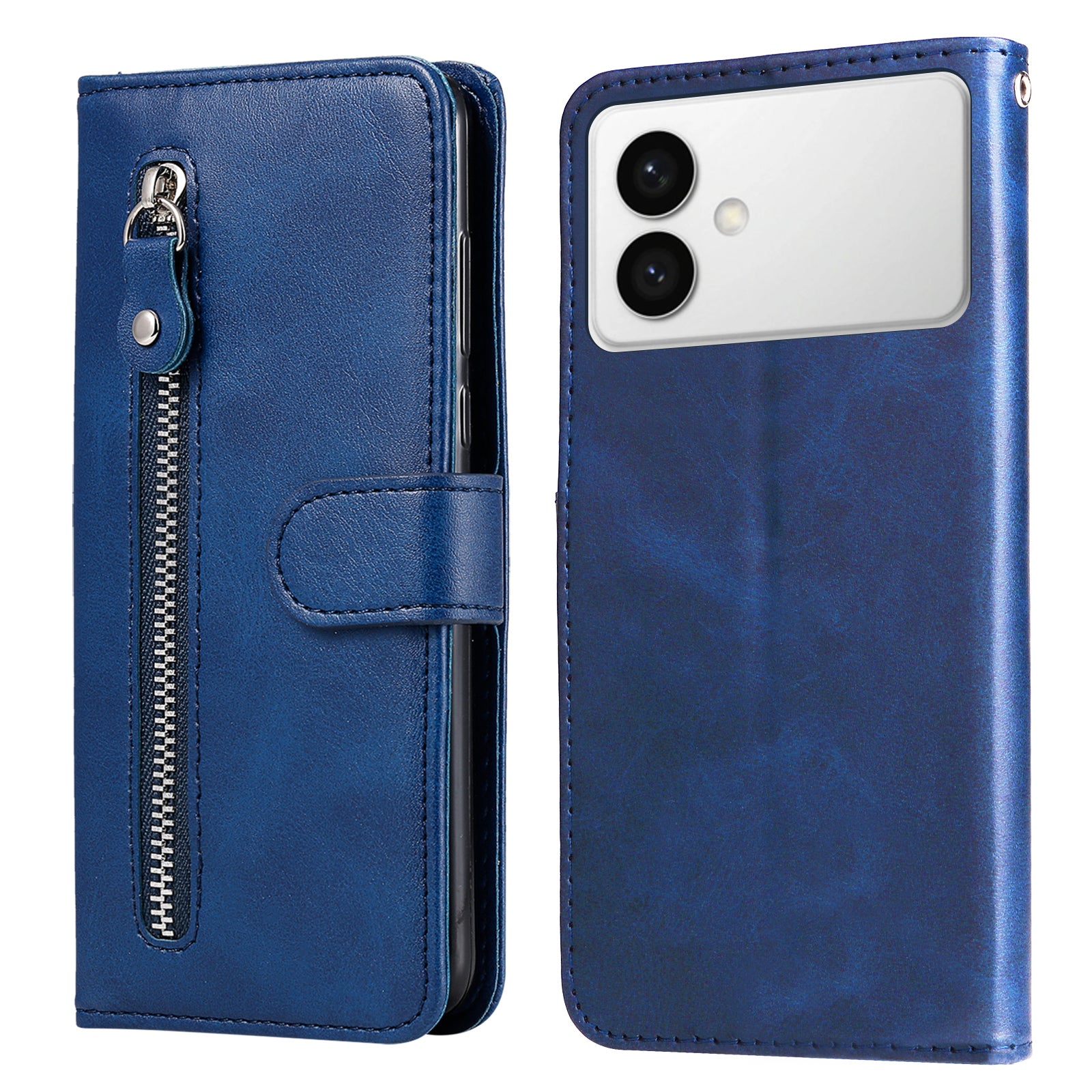 For-Samsung-Galaxy-S26-Edge-PU-Leather-Cases-with-Zipper-Pocket-Wallet-Phone-Cover-Stand-Blue