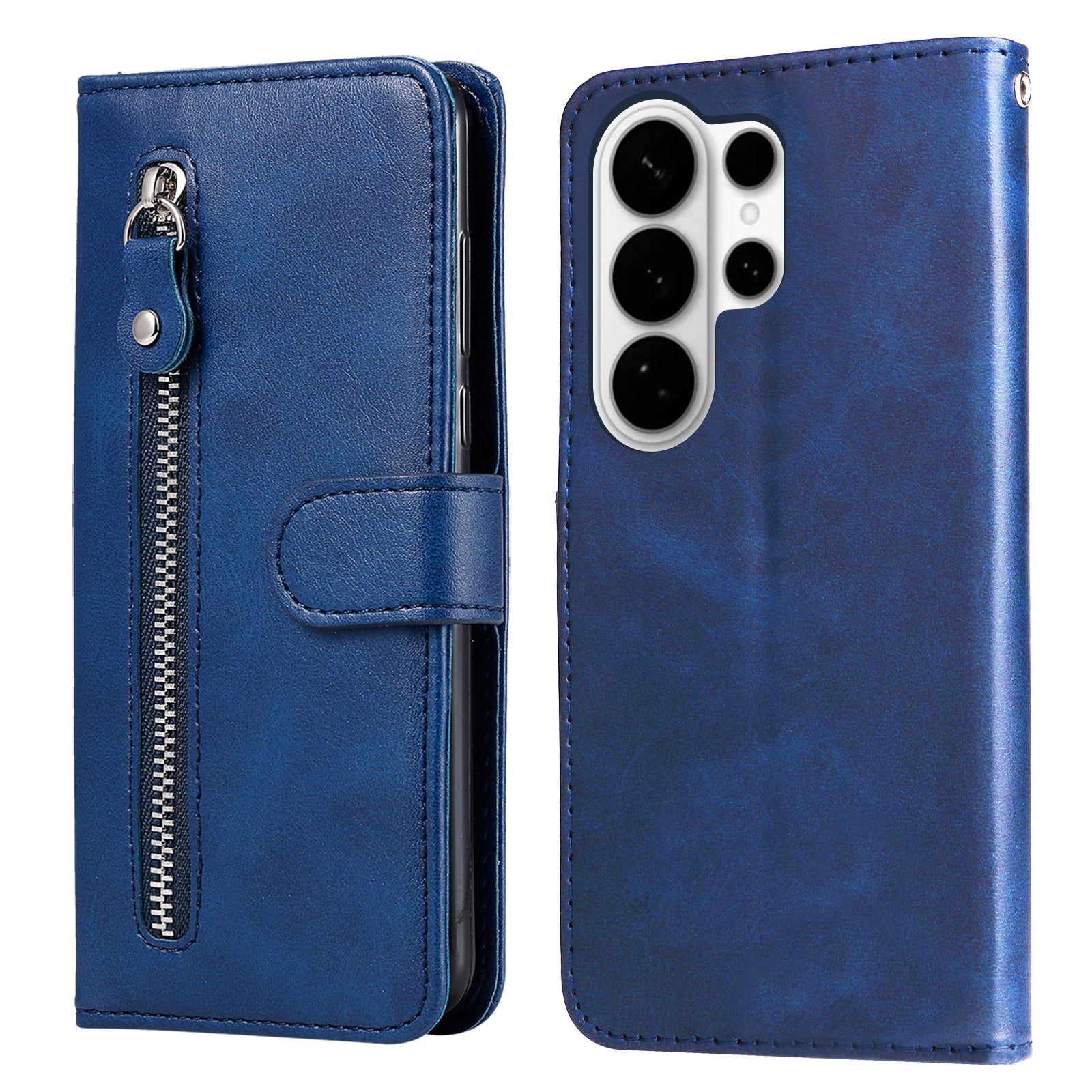 For-Samsung-Galaxy-S26-Ultra-PU-Leather-Cases-with-Zipper-Pocket-Wallet-Phone-Cover-Stand-Blue