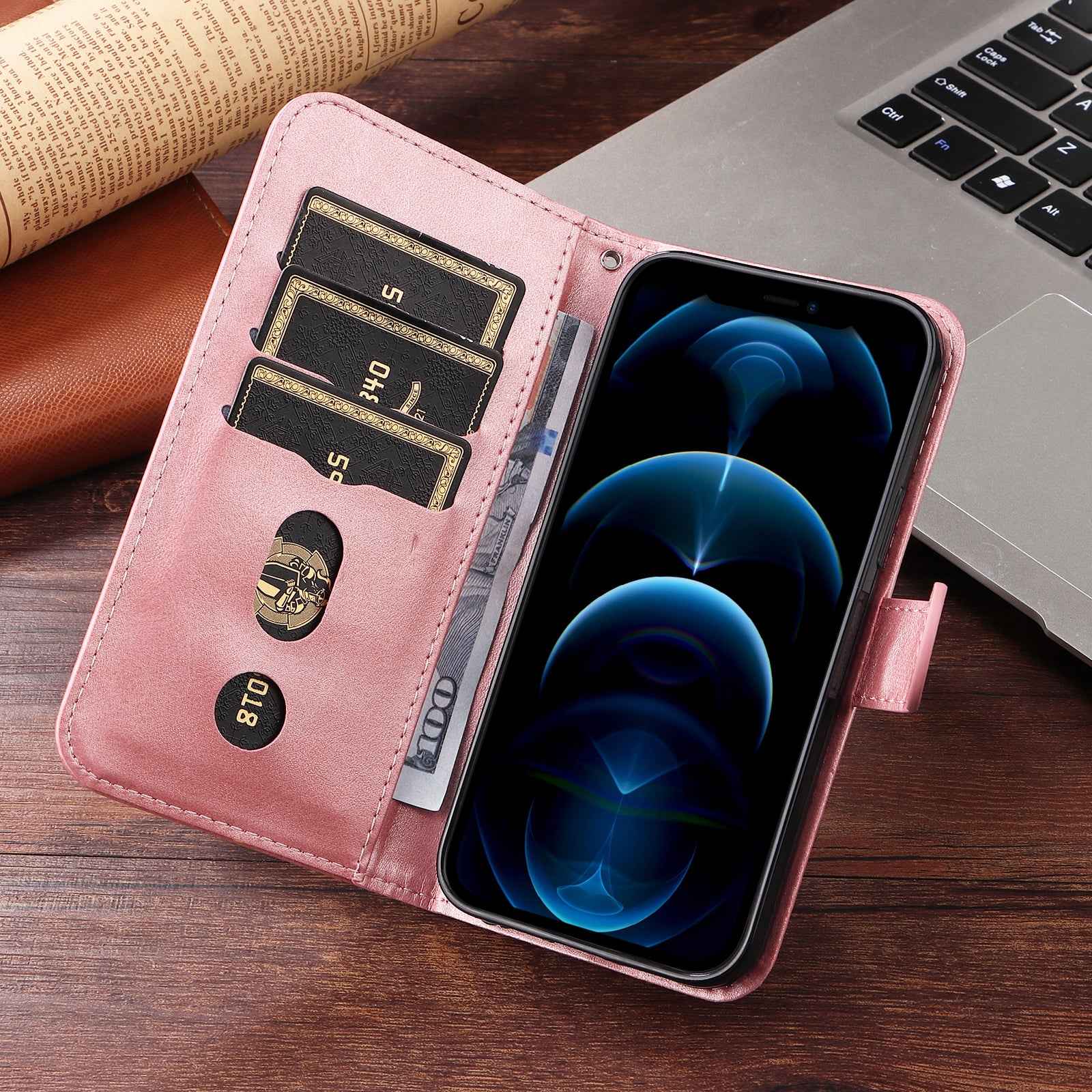 For Xiaomi 17 Pro PU Leather Cases with Zipper Pocket Wallet Phone Cover Stand - Pink