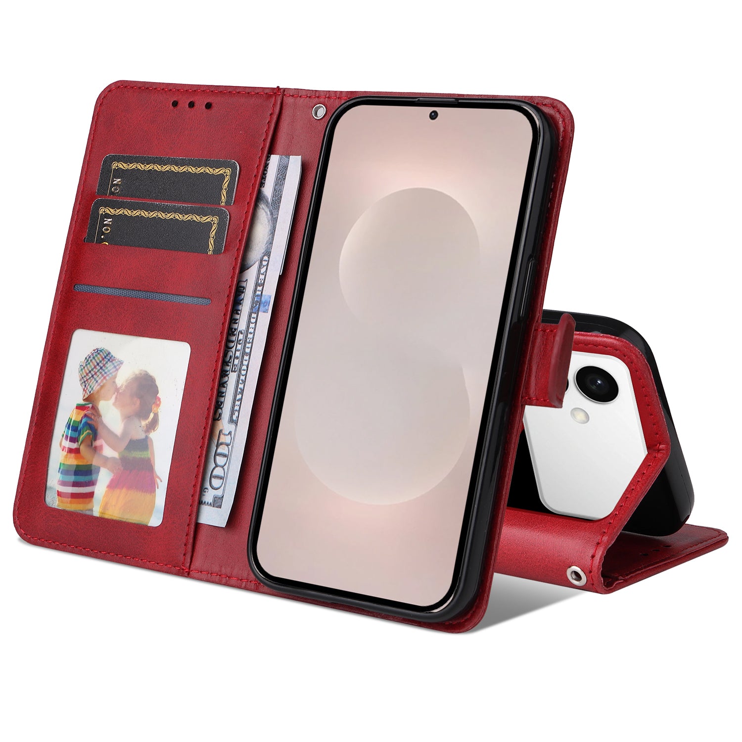 For-Samsung-Galaxy-S26-Edge-Case-Wallet-PU-Leather-Folio-Flip-Phone-Cover-Red