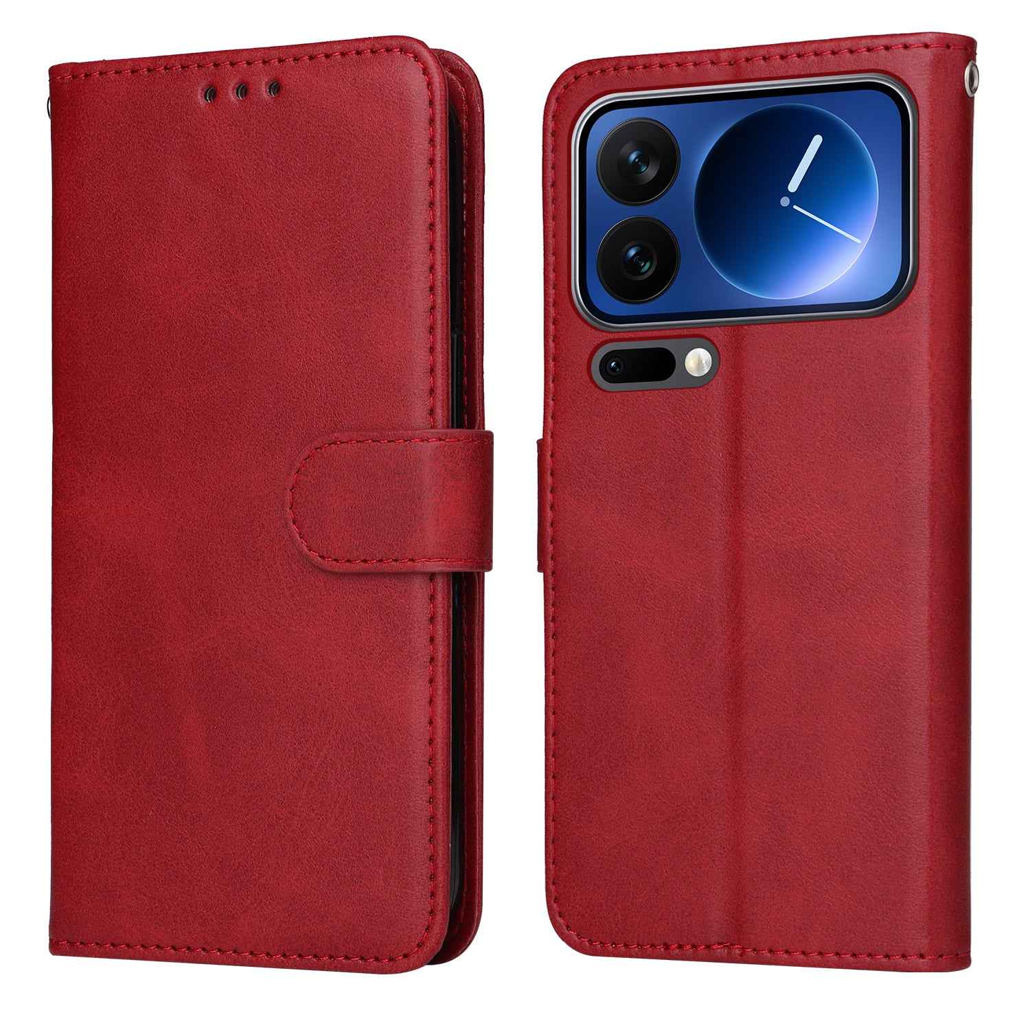 For Xiaomi 17 Pro Case Wallet PU Leather Folio Flip Phone Cover - Red