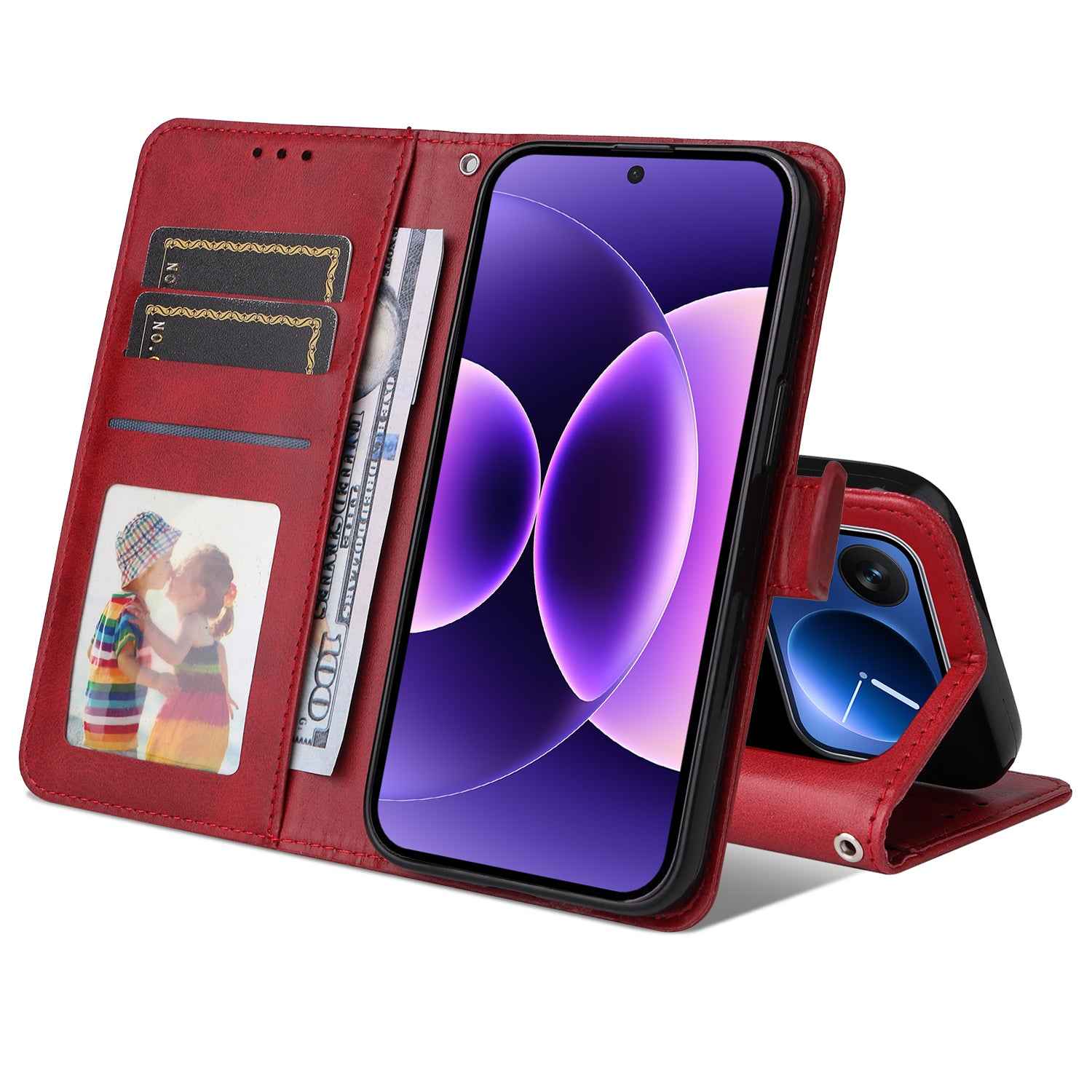 For Xiaomi 17 Pro Case Wallet PU Leather Folio Flip Phone Cover - Red