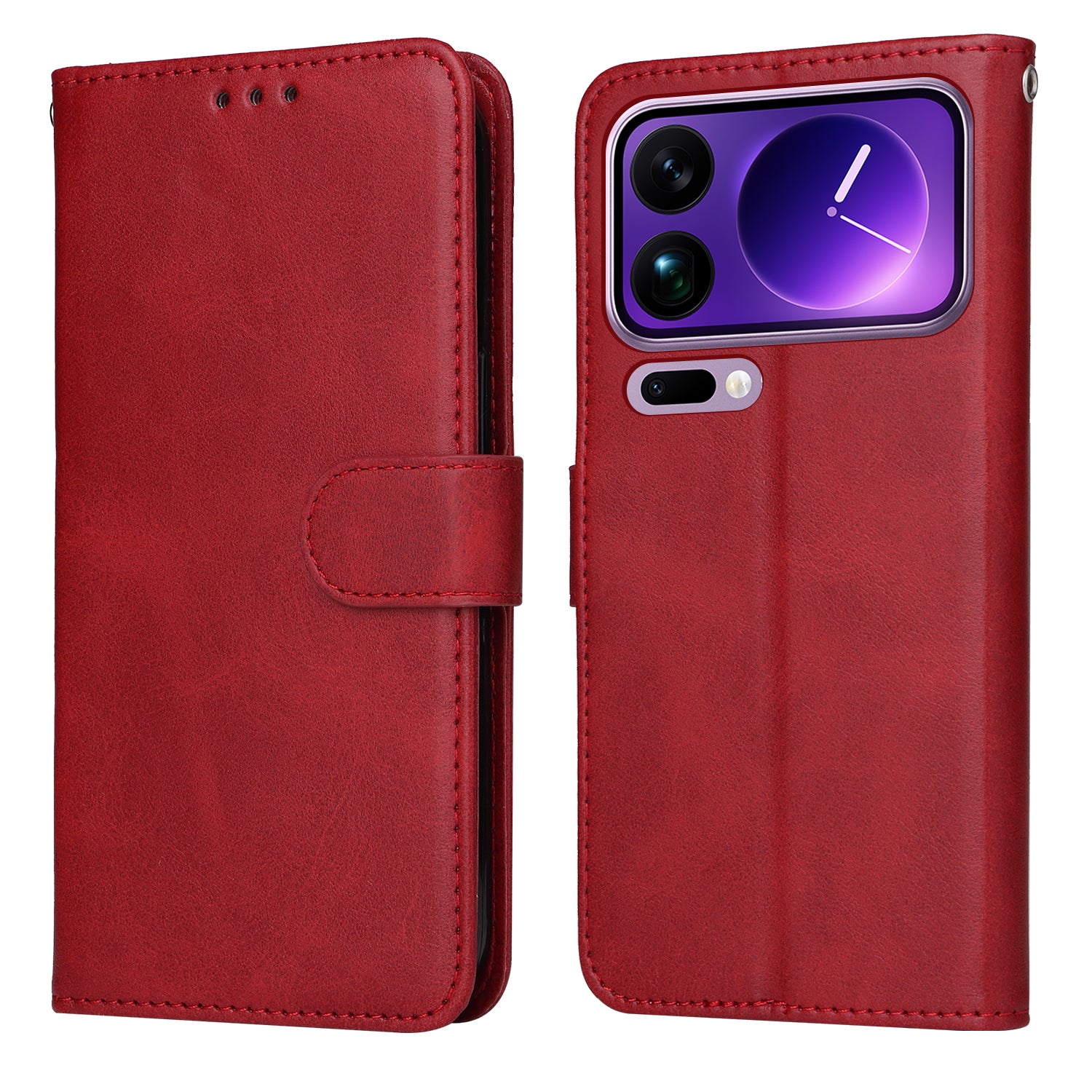 For Xiaomi 17 Pro Max Case Wallet PU Leather Folio Flip Phone Cover - Red