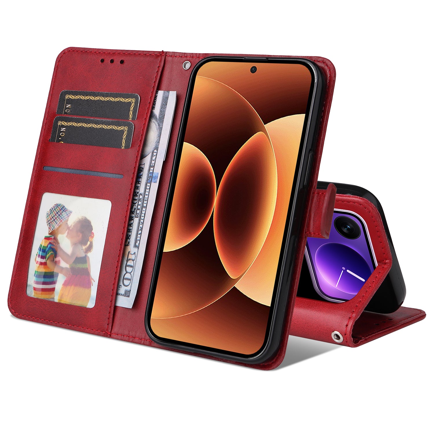 For Xiaomi 17 Pro Max Case Wallet PU Leather Folio Flip Phone Cover - Red