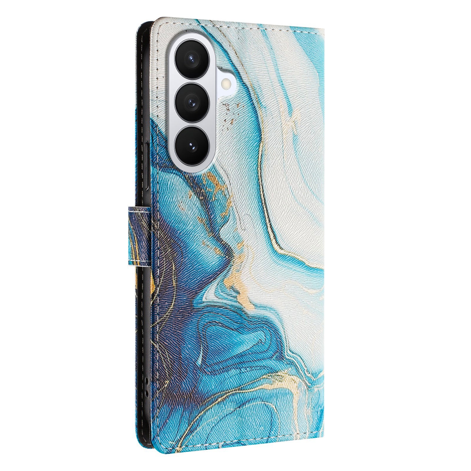 For-Samsung-Galaxy-S26-/-S26-Pro-Case-Pattern-Print-PU-Leather-Wallet-Phone-Cover-with-Wrist-Strap-Blue-Marble