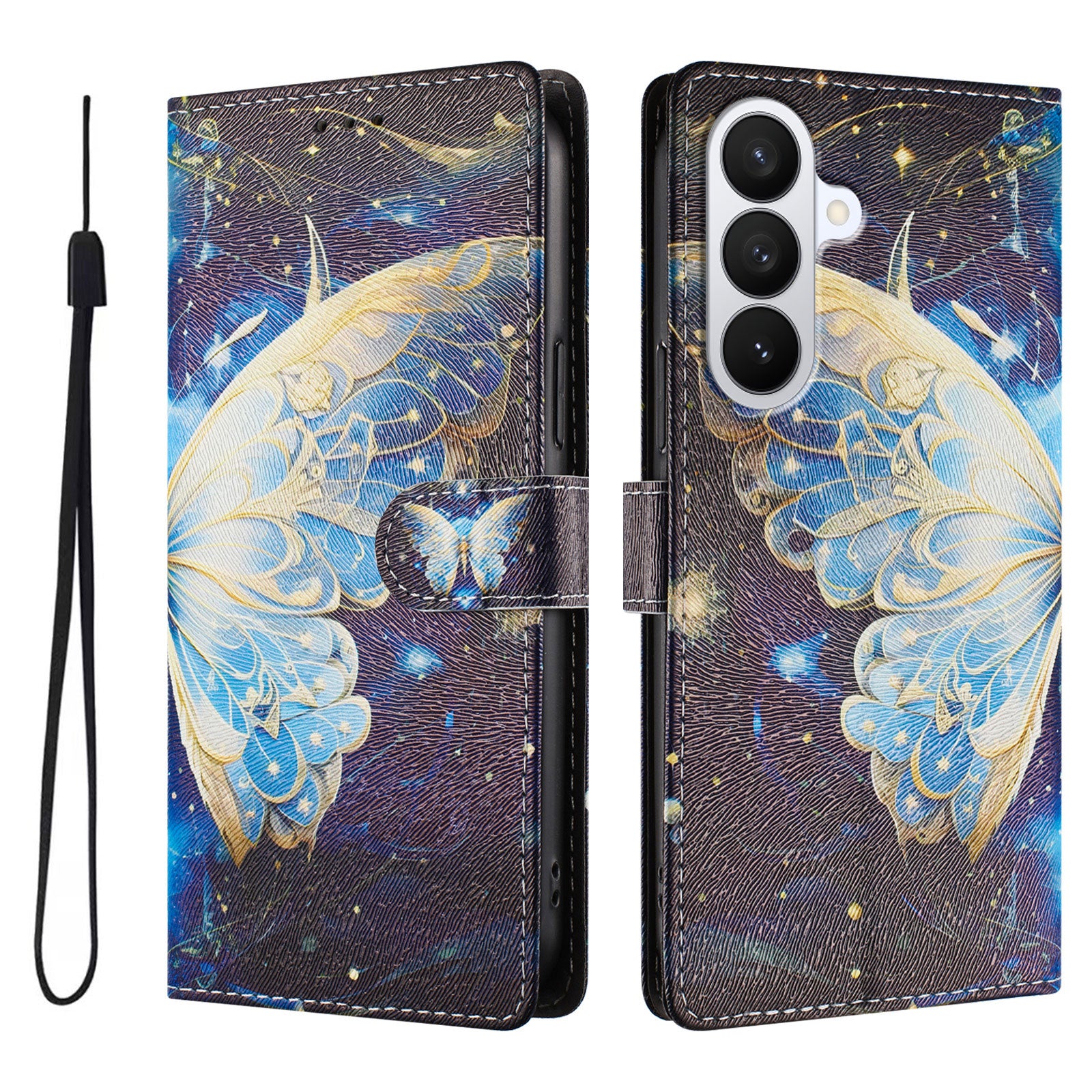For-Samsung-Galaxy-S26-/-S26-Pro-Case-Pattern-Print-PU-Leather-Wallet-Phone-Cover-with-Wrist-Strap-Big-Butterfly
