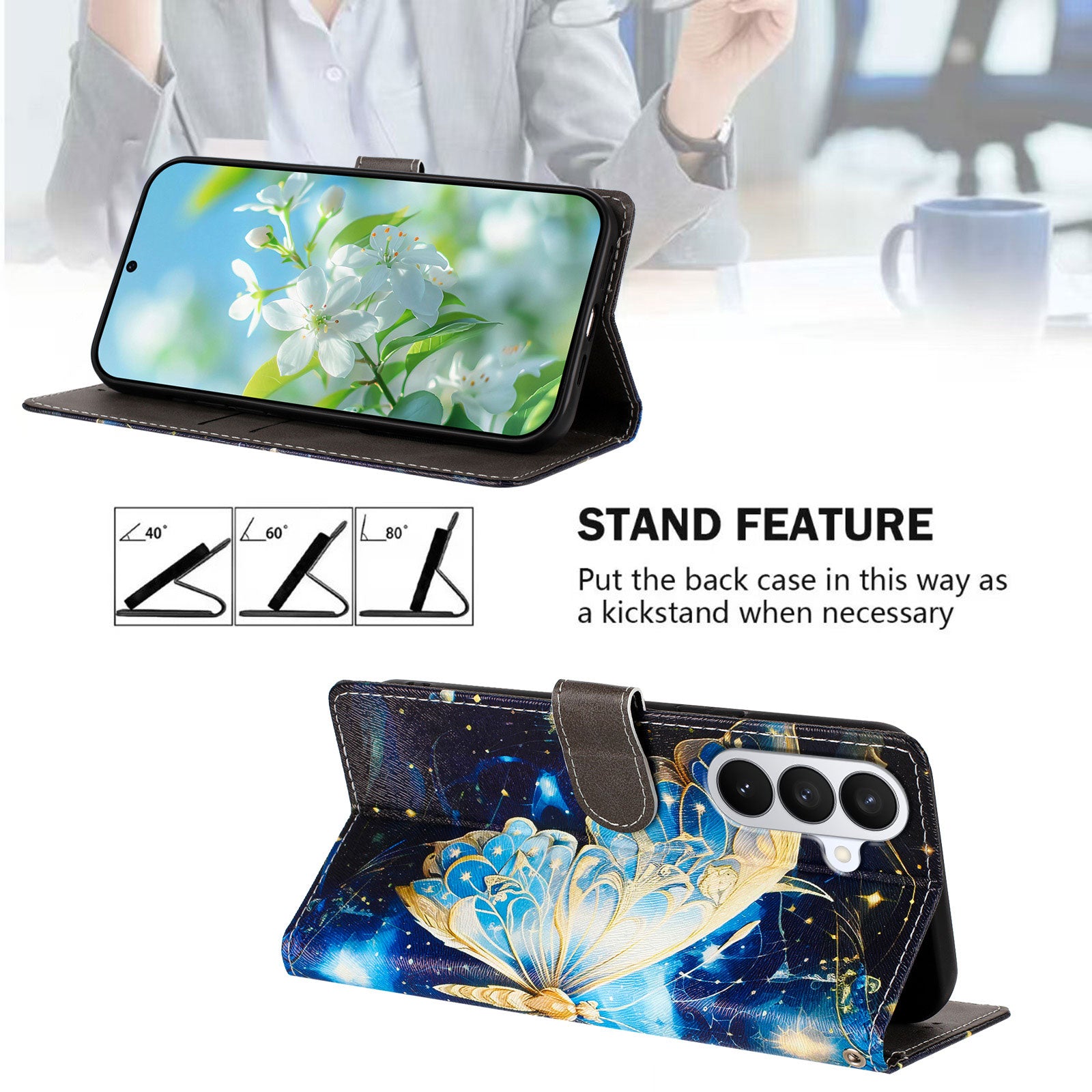 For-Samsung-Galaxy-S26-/-S26-Pro-Case-Pattern-Print-PU-Leather-Wallet-Phone-Cover-with-Wrist-Strap-Big-Butterfly