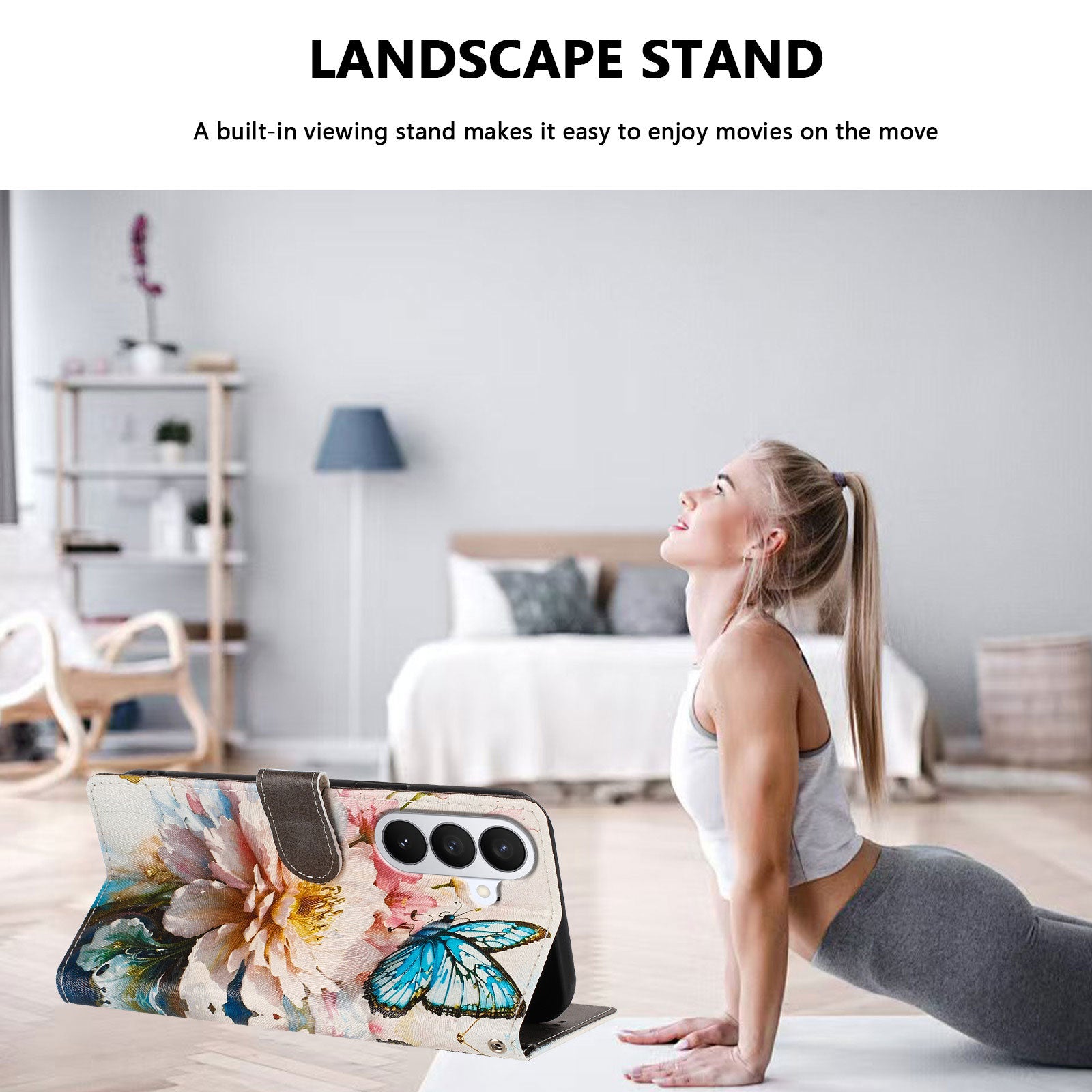 For-Samsung-Galaxy-S26-/-S26-Pro-Case-Pattern-Print-PU-Leather-Wallet-Phone-Cover-with-Wrist-Strap-Butterfly-/-Flower