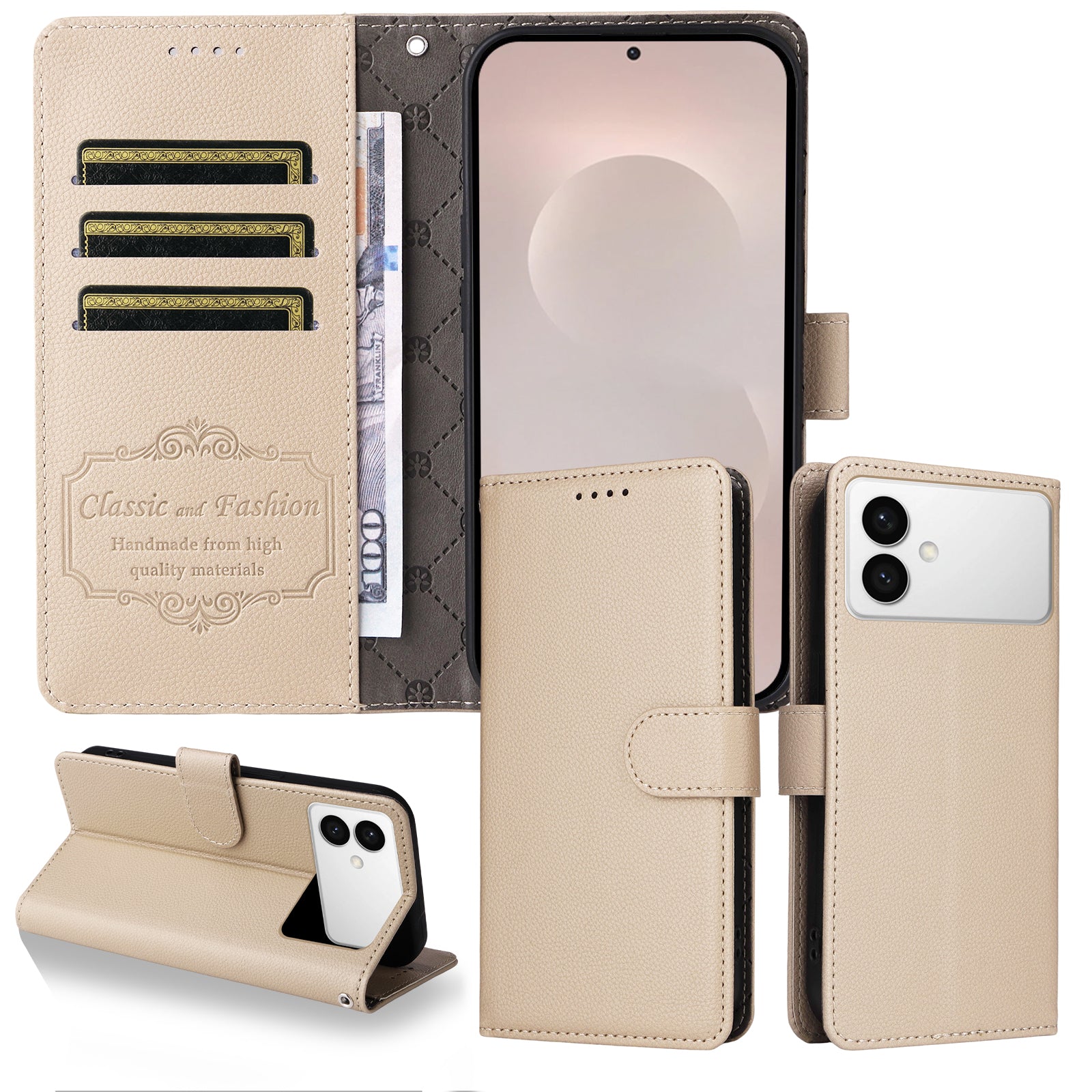 For-Samsung-Galaxy-S26-Edge-Case-RFID-Blocking-3-Card-Slots-PU-Leather-Phone-Cover-with-Wrist-Strap-Creamy-White