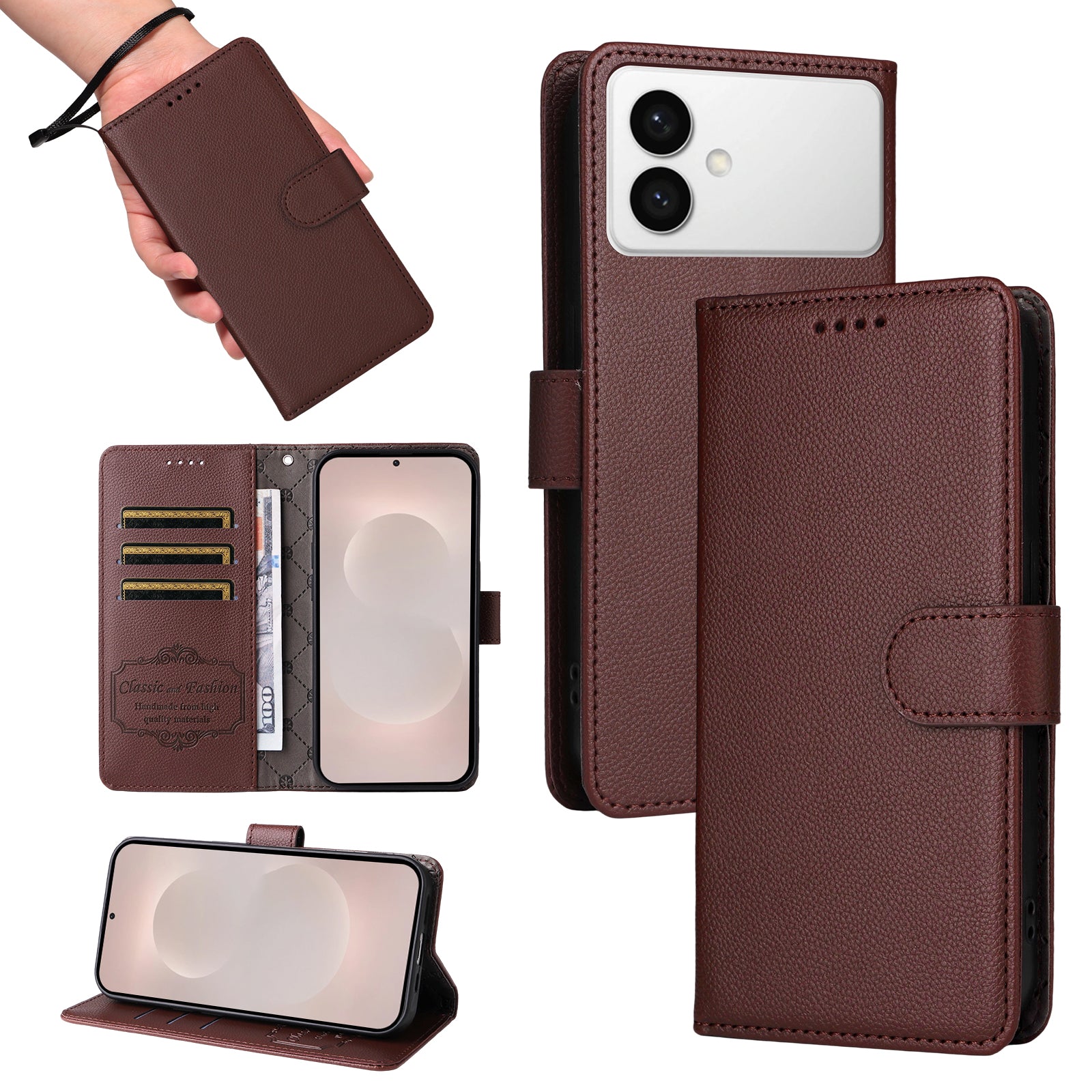 For-Samsung-Galaxy-S26-Edge-Case-RFID-Blocking-3-Card-Slots-PU-Leather-Phone-Cover-with-Wrist-Strap-Brown