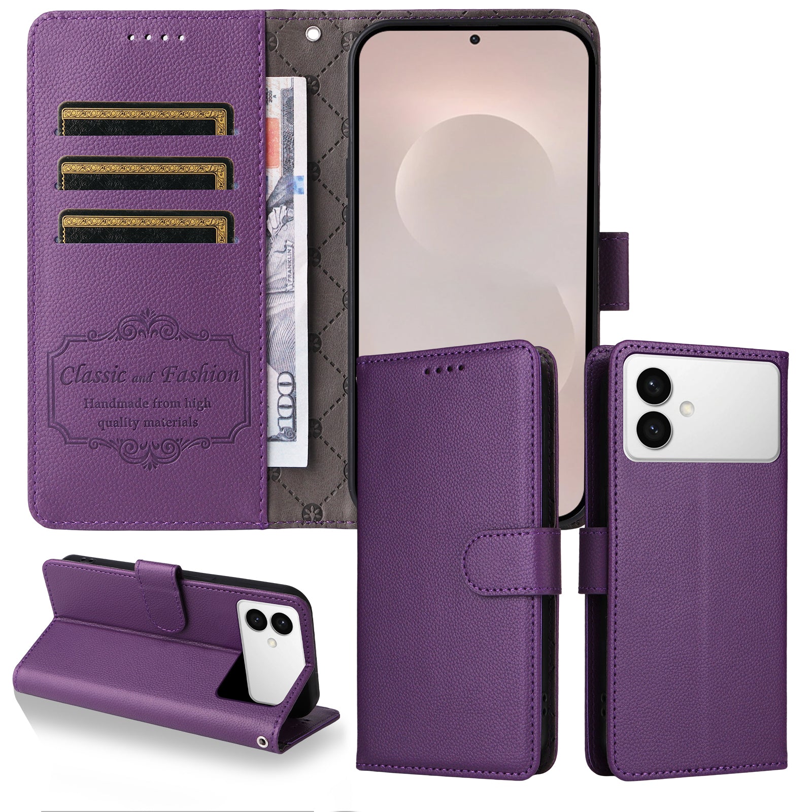 For-Samsung-Galaxy-S26-Edge-Case-RFID-Blocking-3-Card-Slots-PU-Leather-Phone-Cover-with-Wrist-Strap-Purple