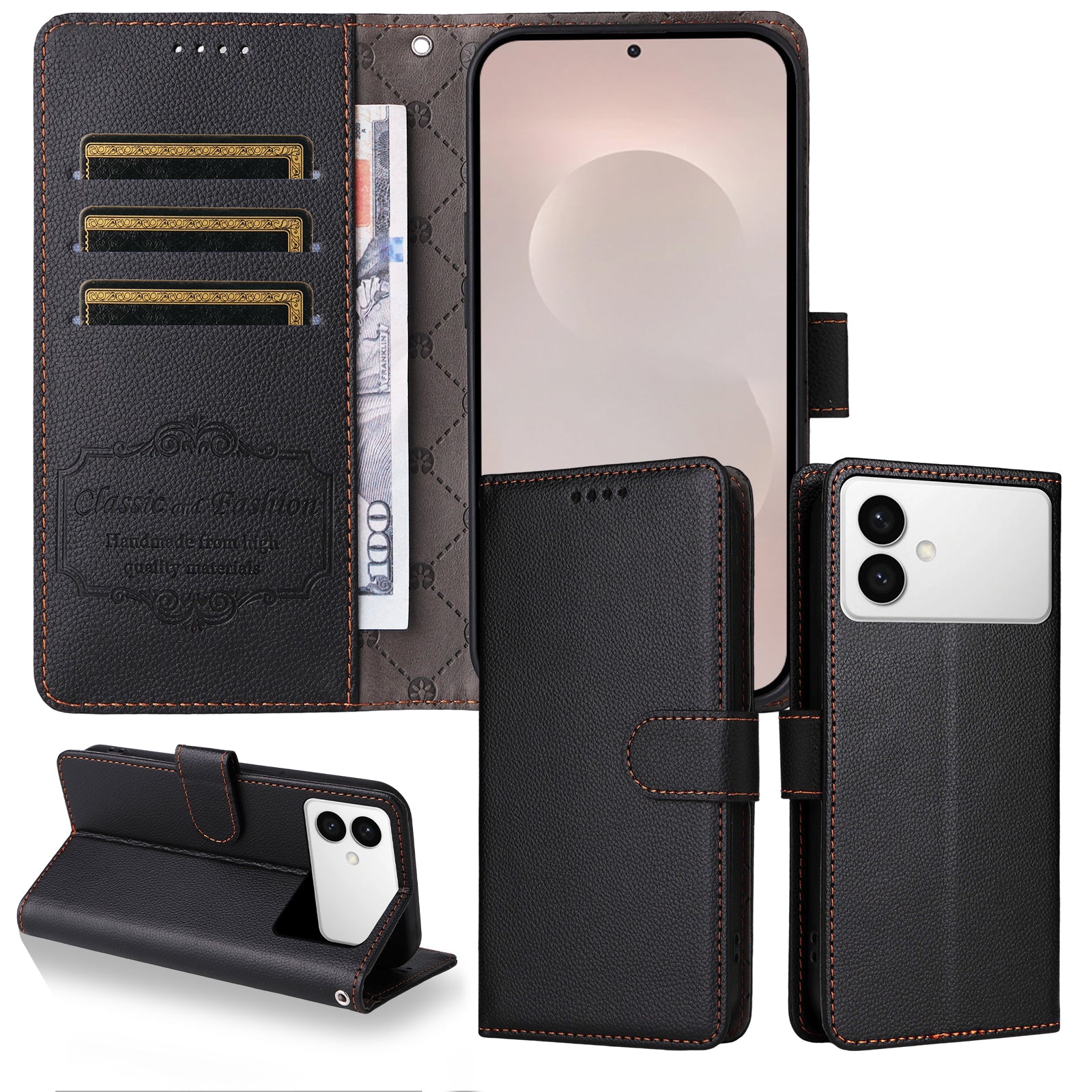 For-Samsung-Galaxy-S26-Edge-Case-RFID-Blocking-3-Card-Slots-PU-Leather-Phone-Cover-with-Wrist-Strap-Black