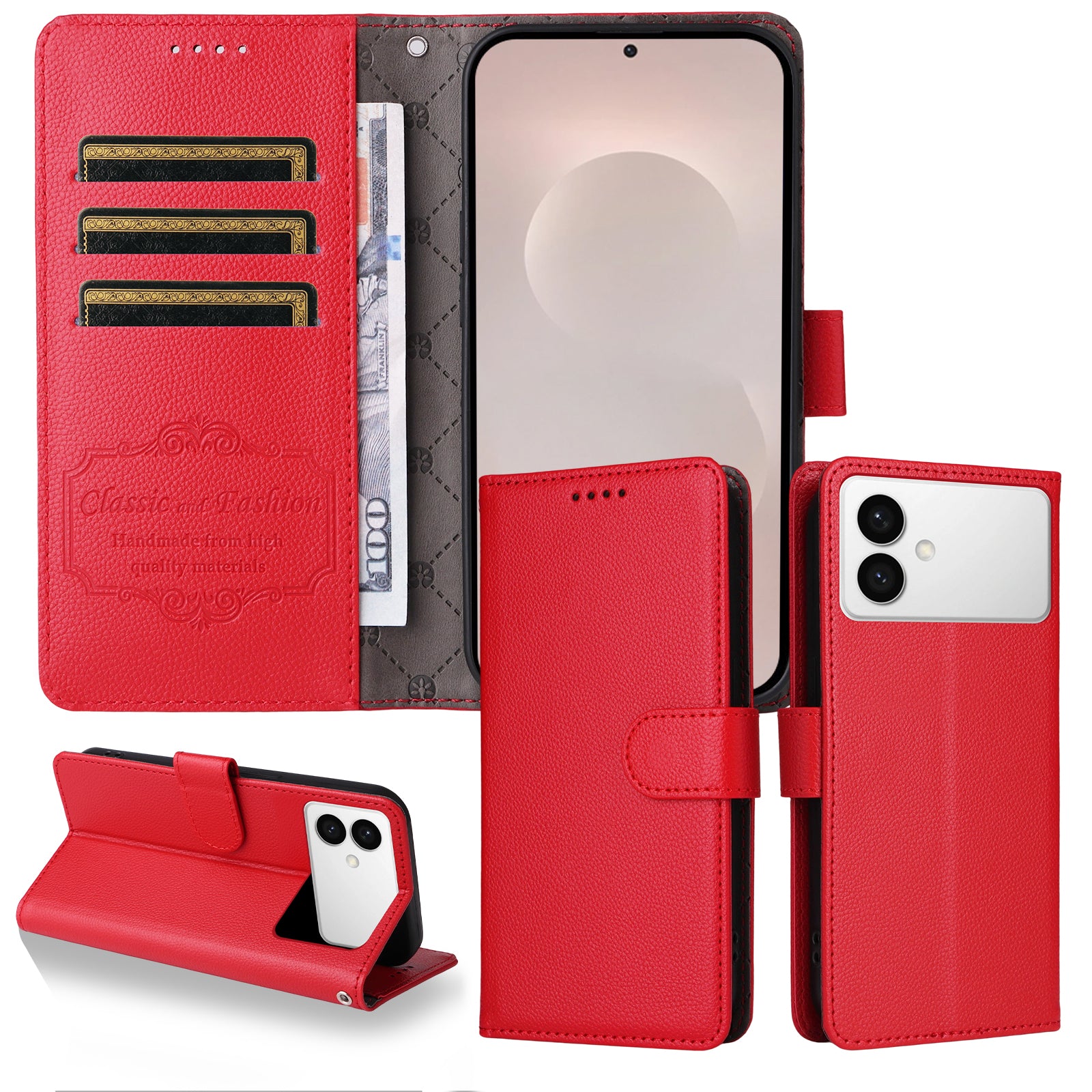 For-Samsung-Galaxy-S26-Edge-Case-RFID-Blocking-3-Card-Slots-PU-Leather-Phone-Cover-with-Wrist-Strap-Red