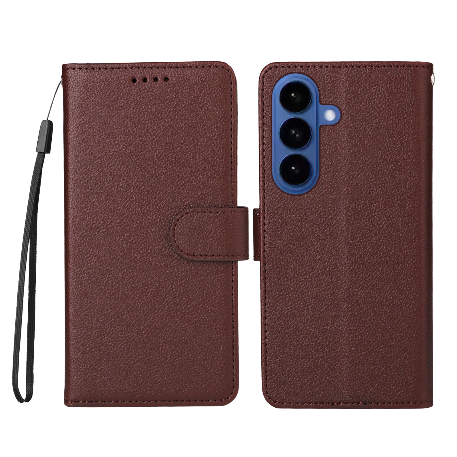 For-Samsung-Galaxy-S26-/-S26-Pro-Case-RFID-Blocking-3-Card-Slots-PU-Leather-Phone-Cover-with-Wrist-Strap-Brown
