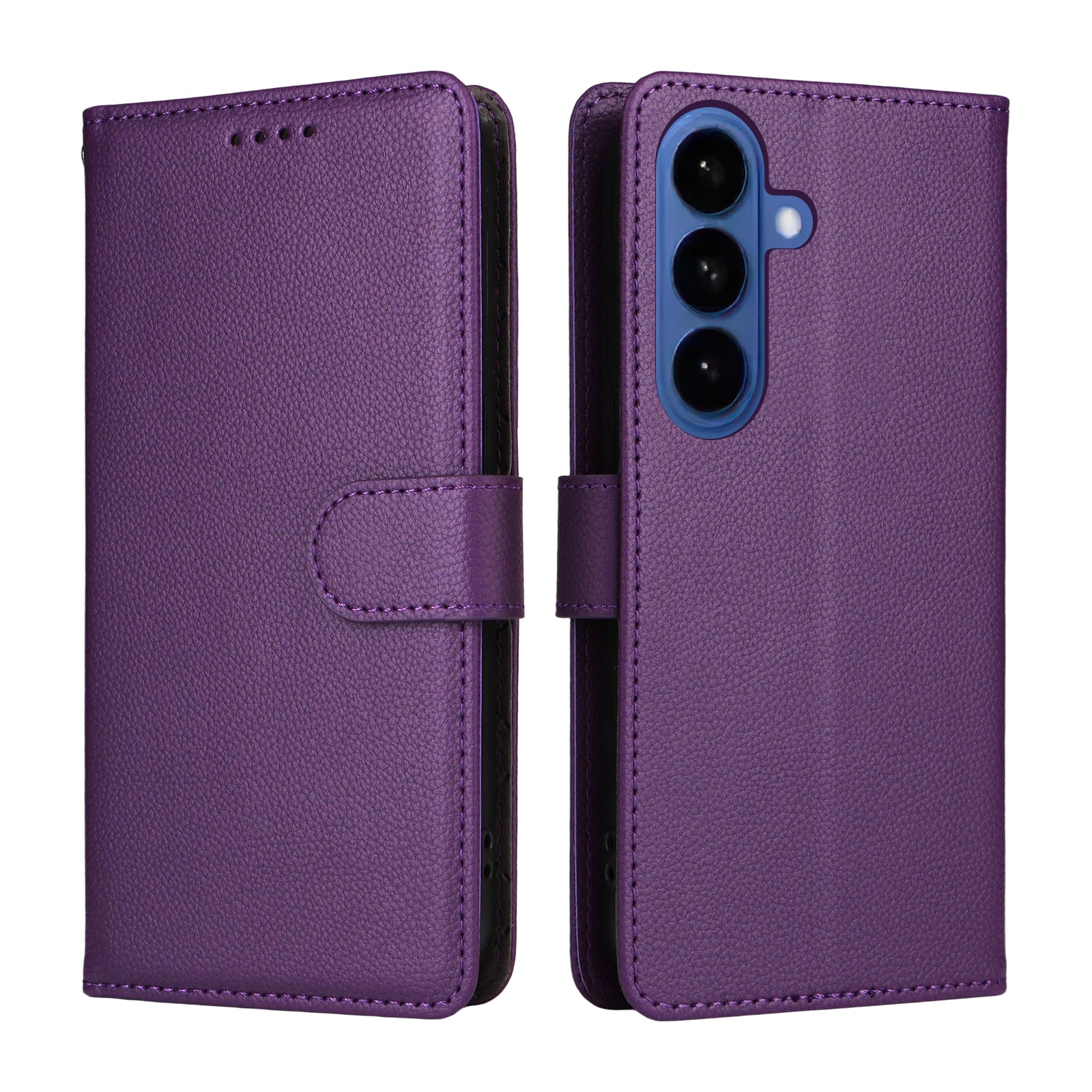 For-Samsung-Galaxy-S26-/-S26-Pro-Case-RFID-Blocking-3-Card-Slots-PU-Leather-Phone-Cover-with-Wrist-Strap-Purple