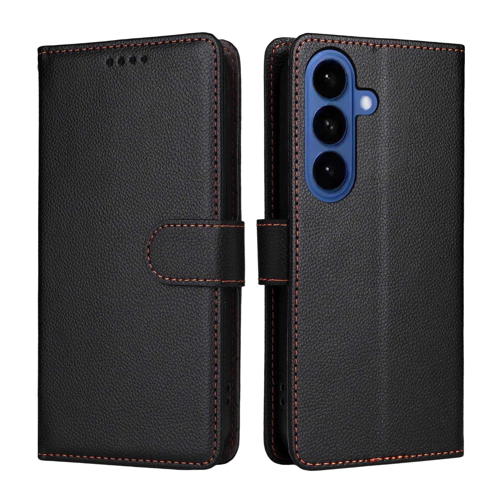 For-Samsung-Galaxy-S26-/-S26-Pro-Case-RFID-Blocking-3-Card-Slots-PU-Leather-Phone-Cover-with-Wrist-Strap-Black