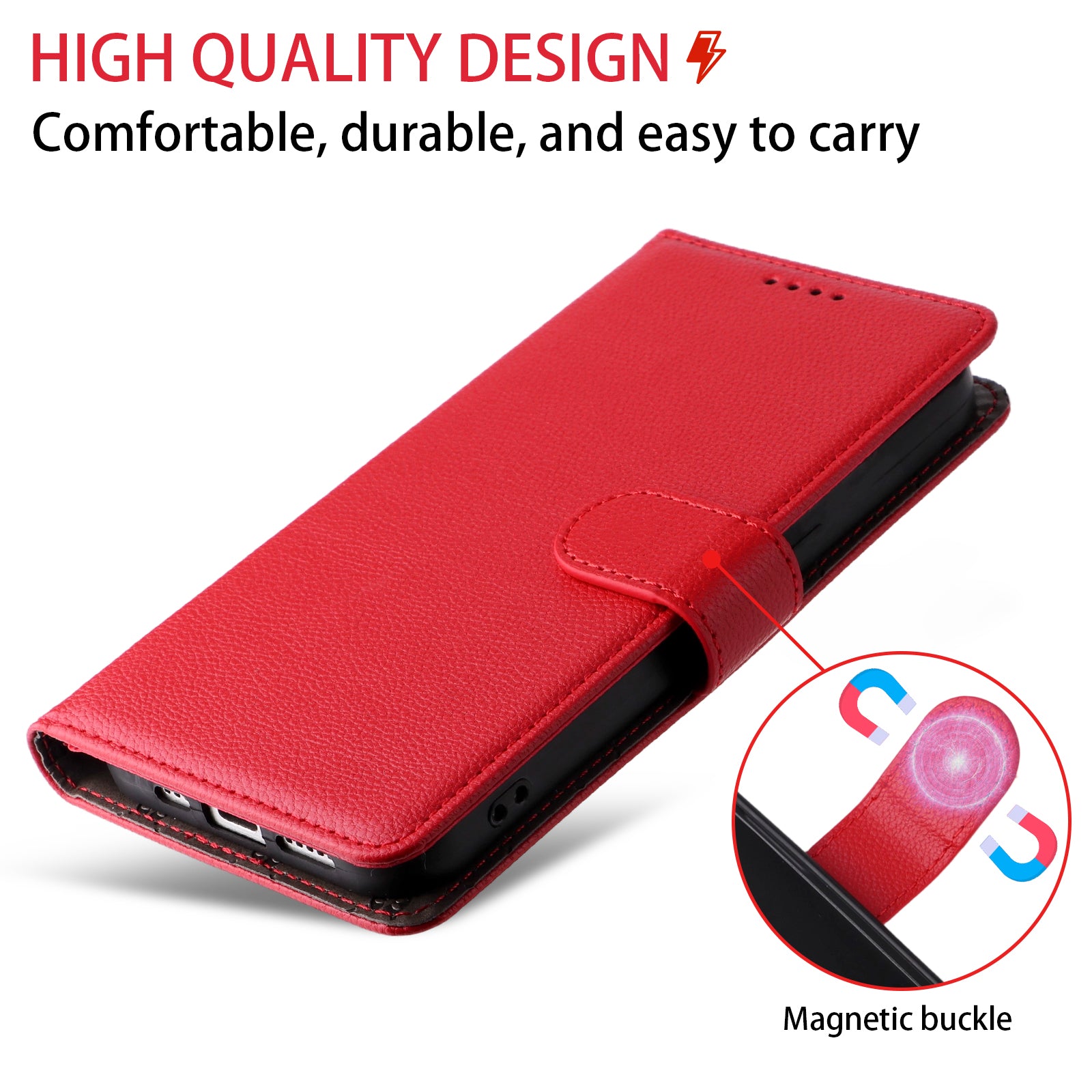 For-Samsung-Galaxy-S26-/-S26-Pro-Case-RFID-Blocking-3-Card-Slots-PU-Leather-Phone-Cover-with-Wrist-Strap-Red