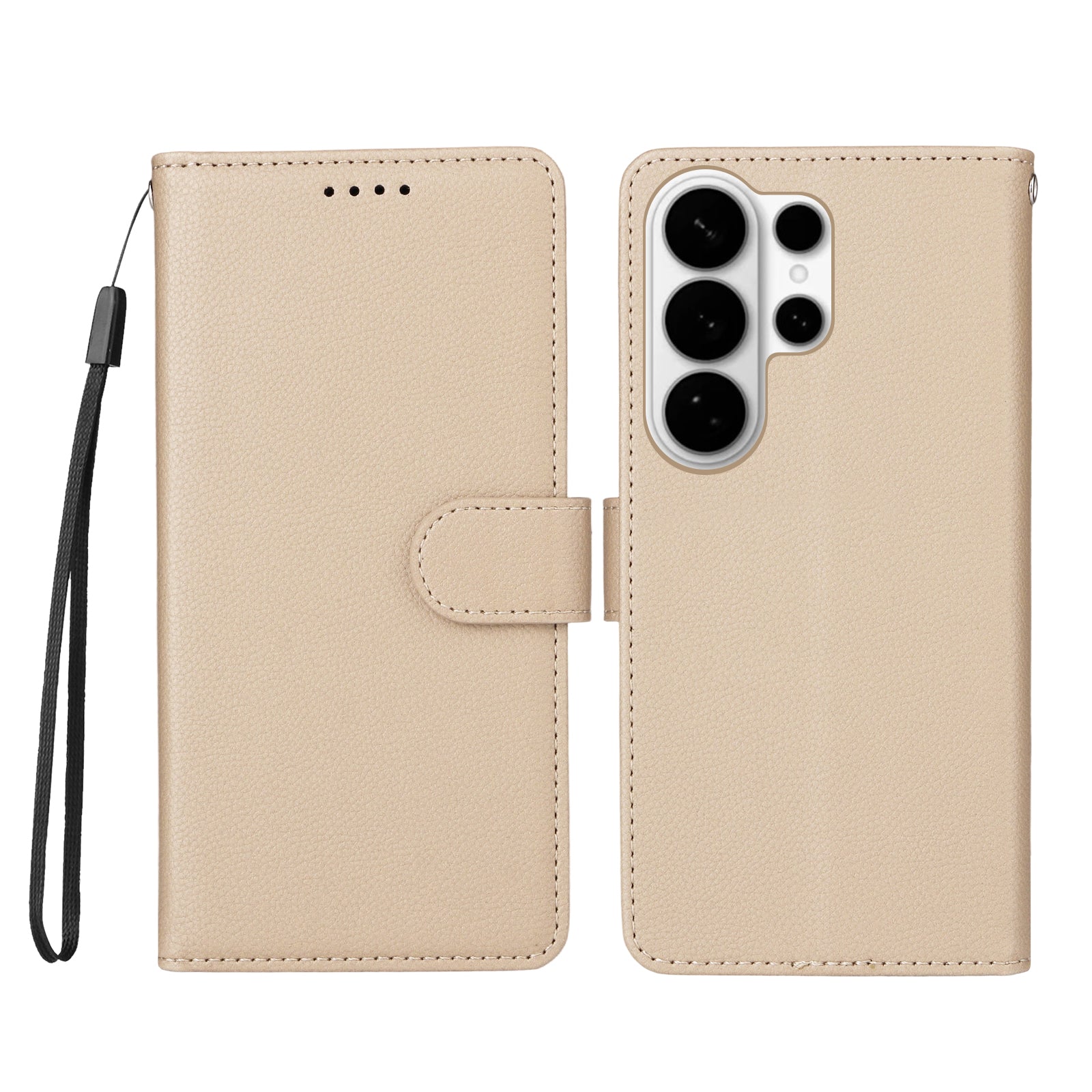 For-Samsung-Galaxy-S26-Ultra-Case-RFID-Blocking-3-Card-Slots-PU-Leather-Phone-Cover-with-Wrist-Strap-Creamy-White
