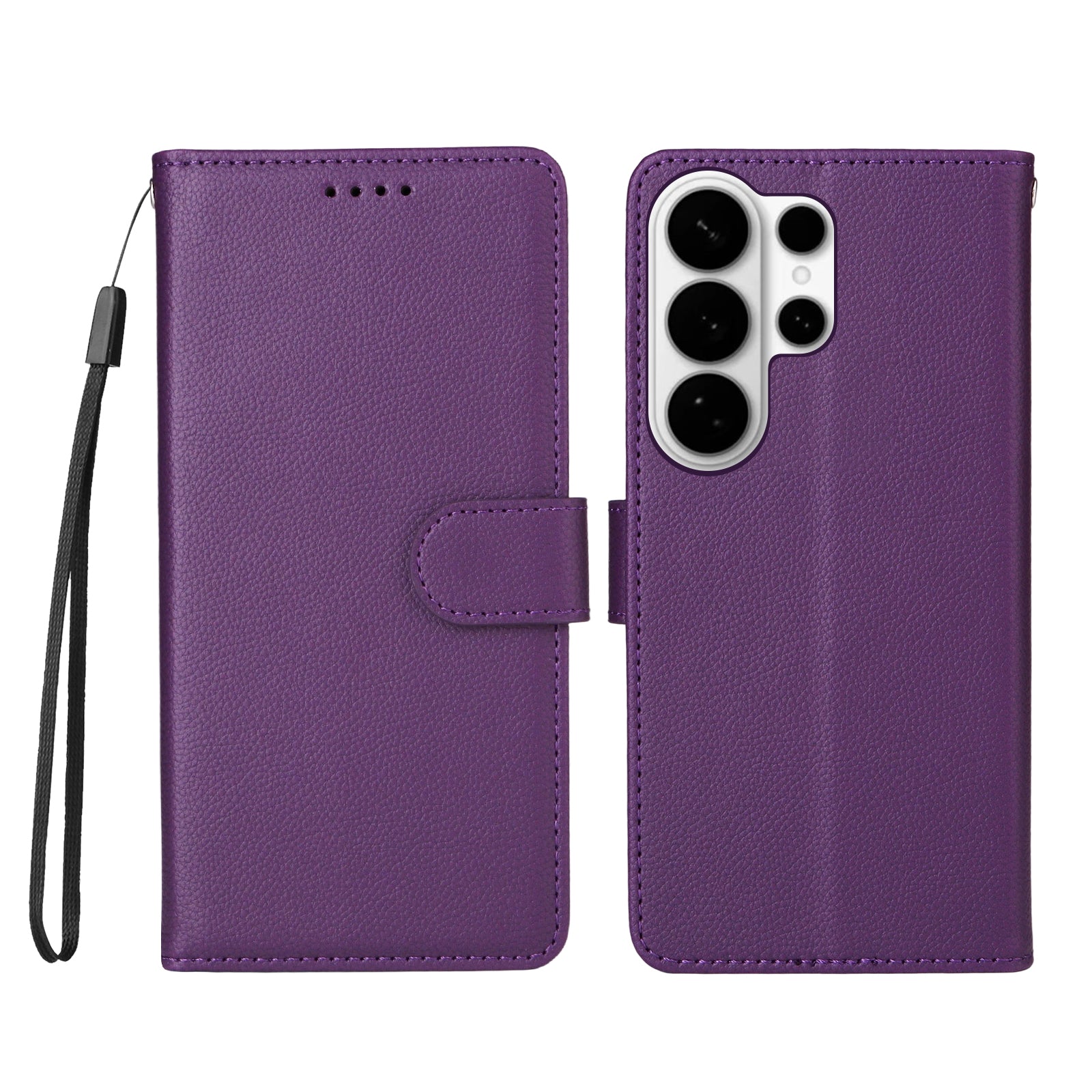 For-Samsung-Galaxy-S26-Ultra-Case-RFID-Blocking-3-Card-Slots-PU-Leather-Phone-Cover-with-Wrist-Strap-Purple