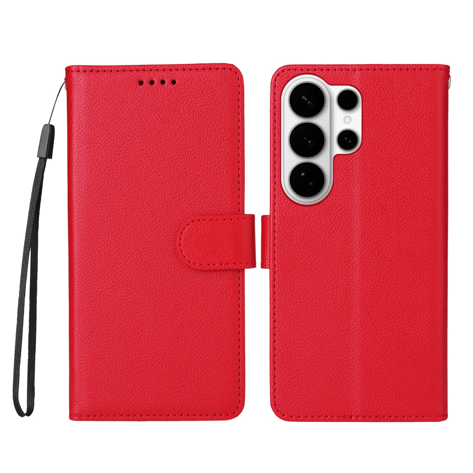For-Samsung-Galaxy-S26-Ultra-Case-RFID-Blocking-3-Card-Slots-PU-Leather-Phone-Cover-with-Wrist-Strap-Red